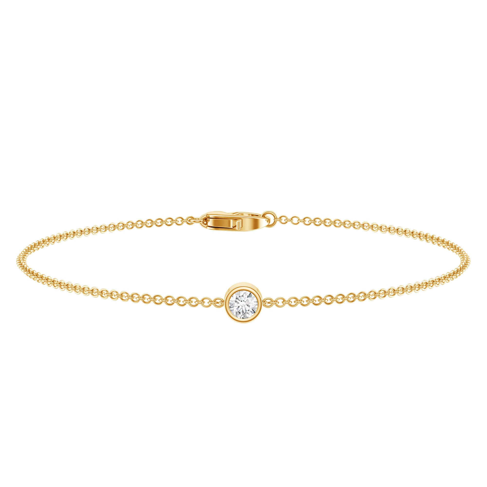 Bezel Set Lab Grown Diamond Solitaire Bracelet Lab - ( EF-VS ) - Rosec Jewels