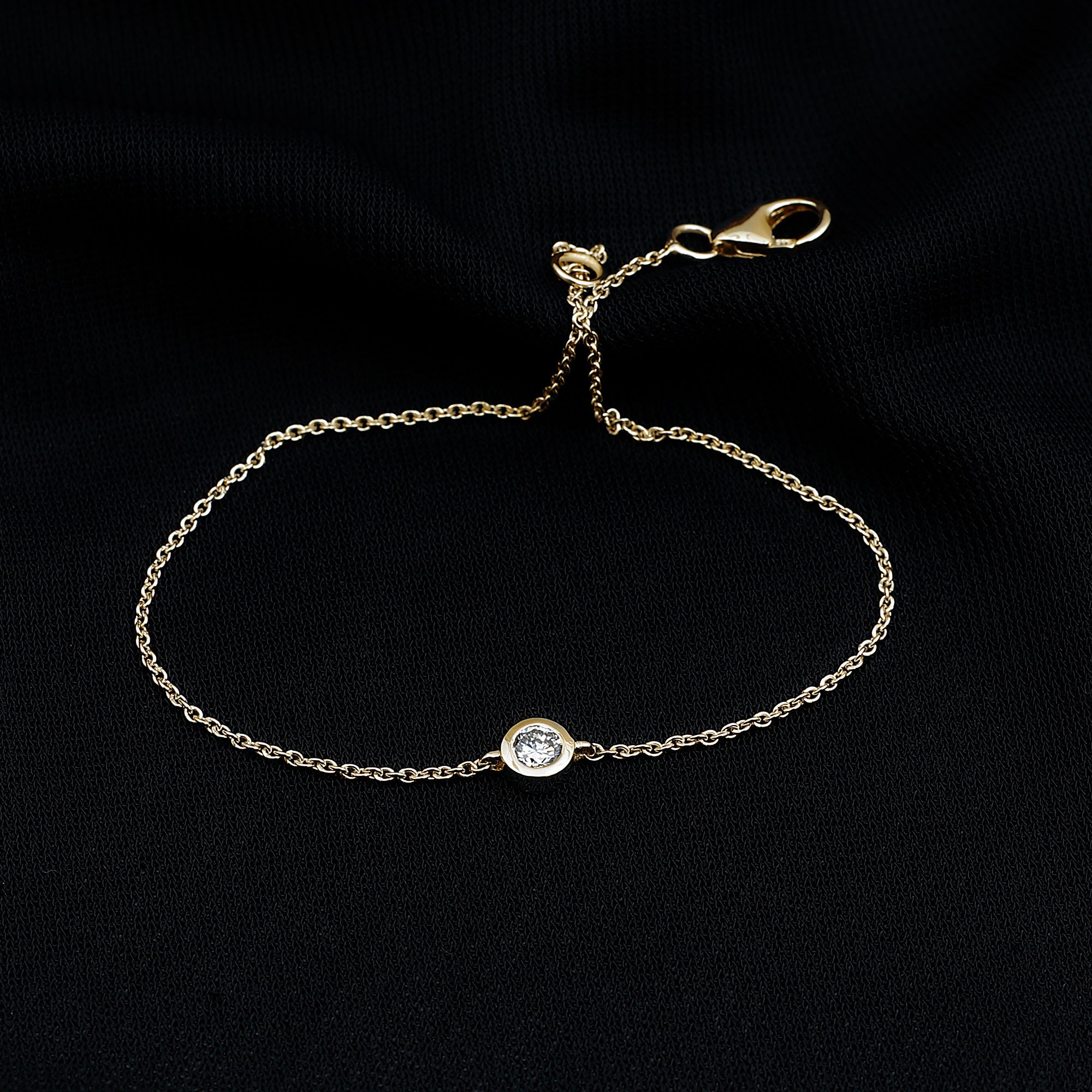 Bezel Set Lab Grown Diamond Solitaire Bracelet Lab - ( EF-VS ) - Rosec Jewels
