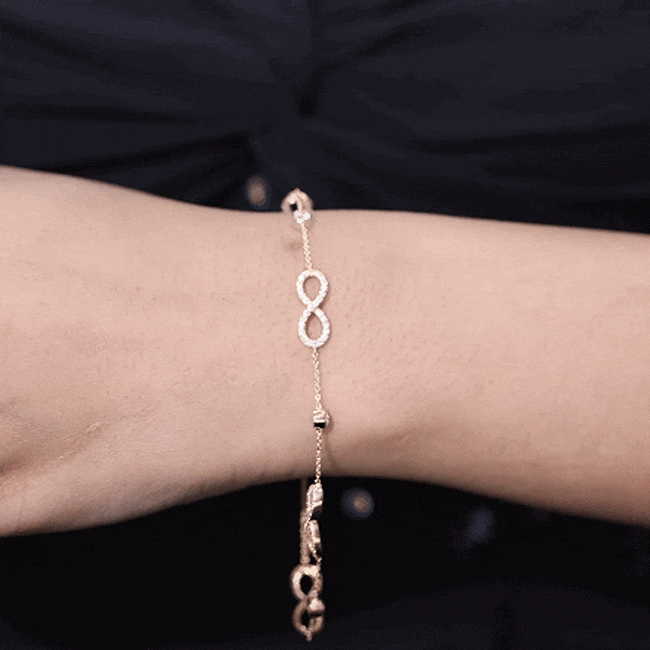 Certified Moissanite Infinity Chain Bracelet D-VS1 - Rosec Jewels