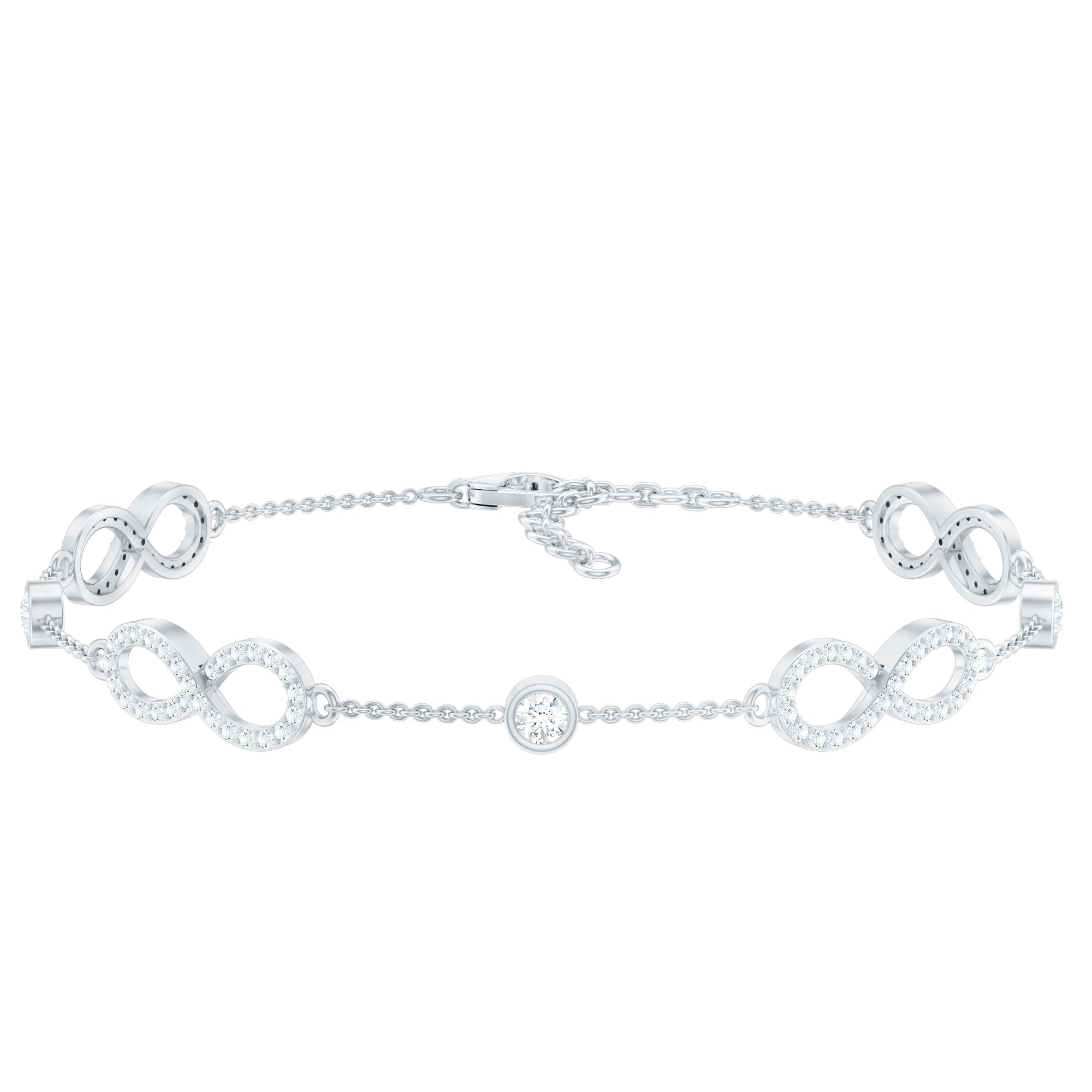 Certified Moissanite Infinity Chain Bracelet D-VS1 - Rosec Jewels