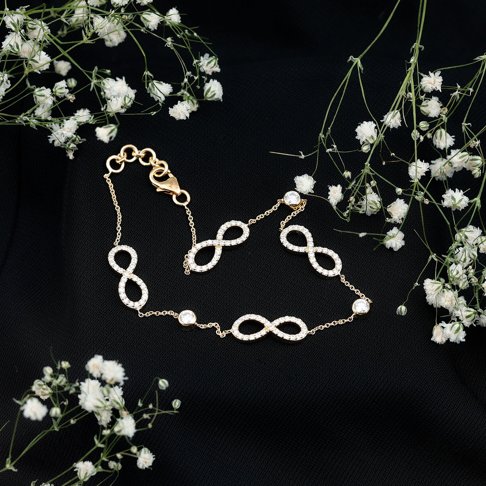 Certified Moissanite Infinity Chain Bracelet D-VS1 - Rosec Jewels