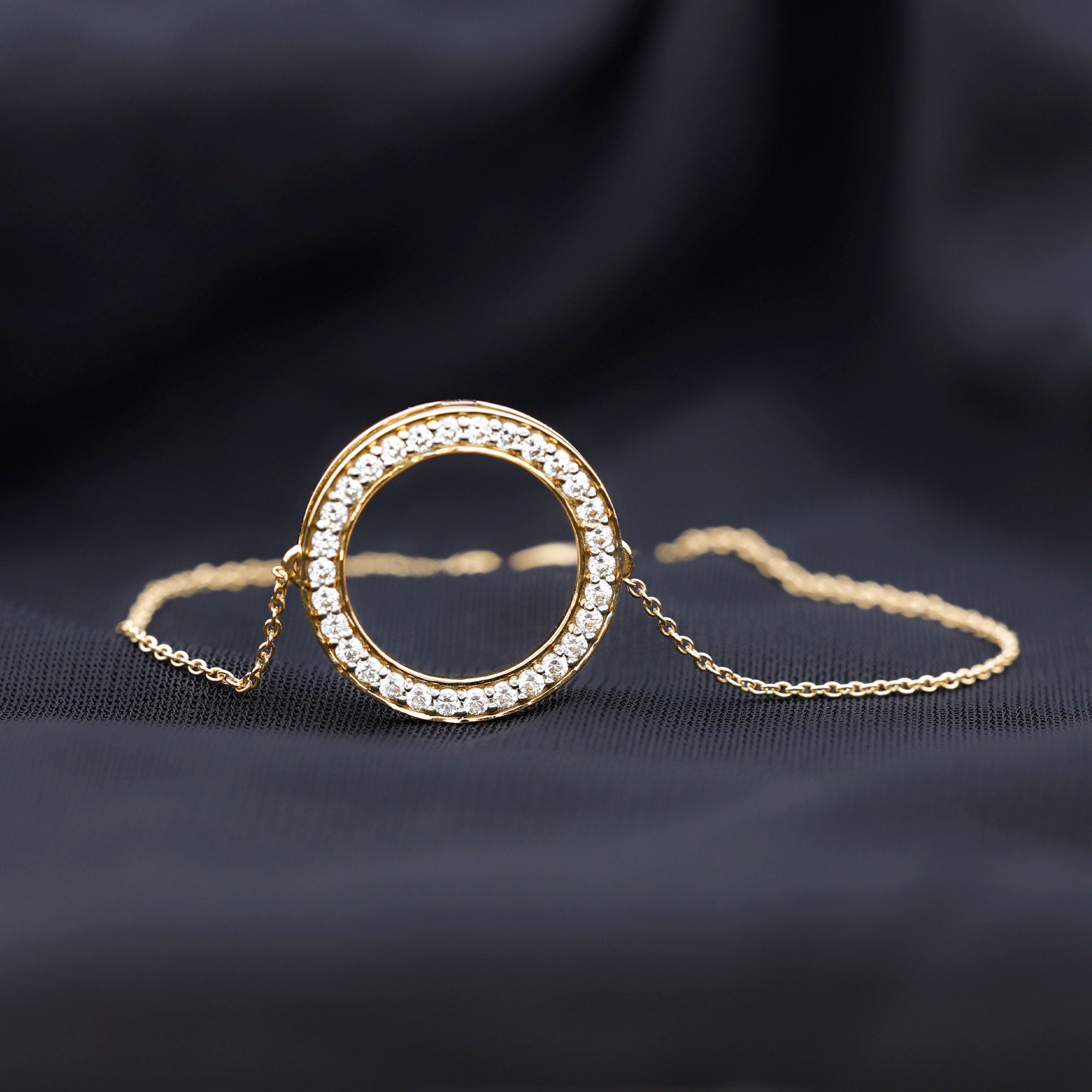 Cubic Zirconia Open Circle Chain Bracelet AAAA - Rosec Jewels