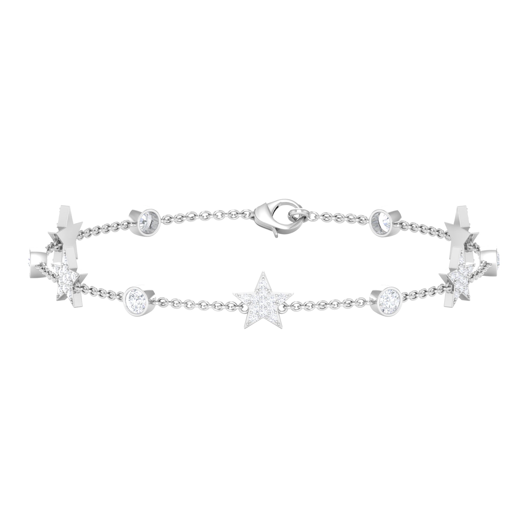 Moissanite Celestial Station Chain Bracelet