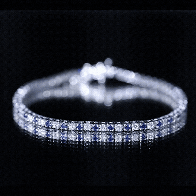 Certified Lab Grown Diamond and Sapphire Wedding Tennis Bracelet AAAA - Rosec Jewels