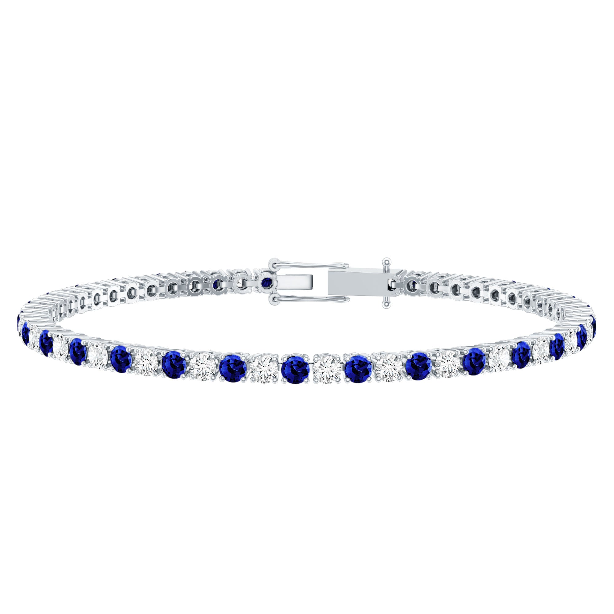 Certified Lab Grown Diamond and Sapphire Wedding Tennis Bracelet