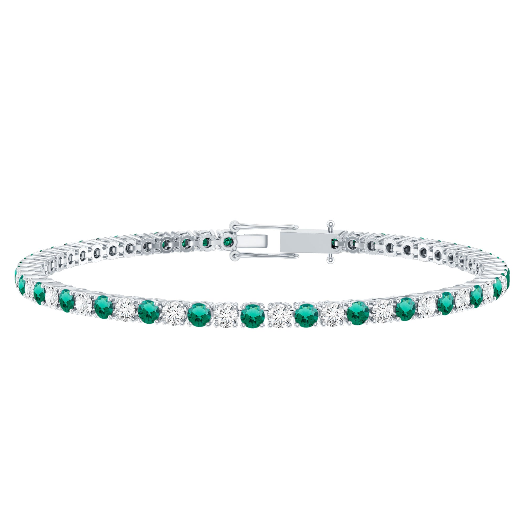 Certified Lab Grown Diamond and Emerald Wedding Tennis Bracelet AAAA - Rosec Jewels