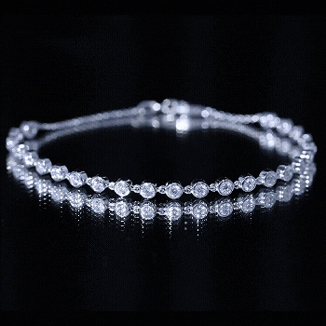 Certified Lab Grown Bezel Set Diamond Eternity Chain Bracelet Lab - ( EF-VS ) - Rosec Jewels
