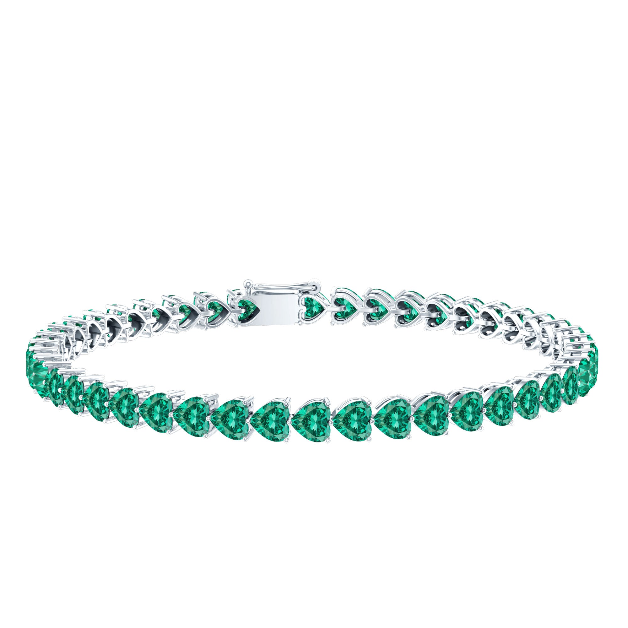 Lab Grown Emerald Heart Tennis Bracelet AAAA - Rosec Jewels