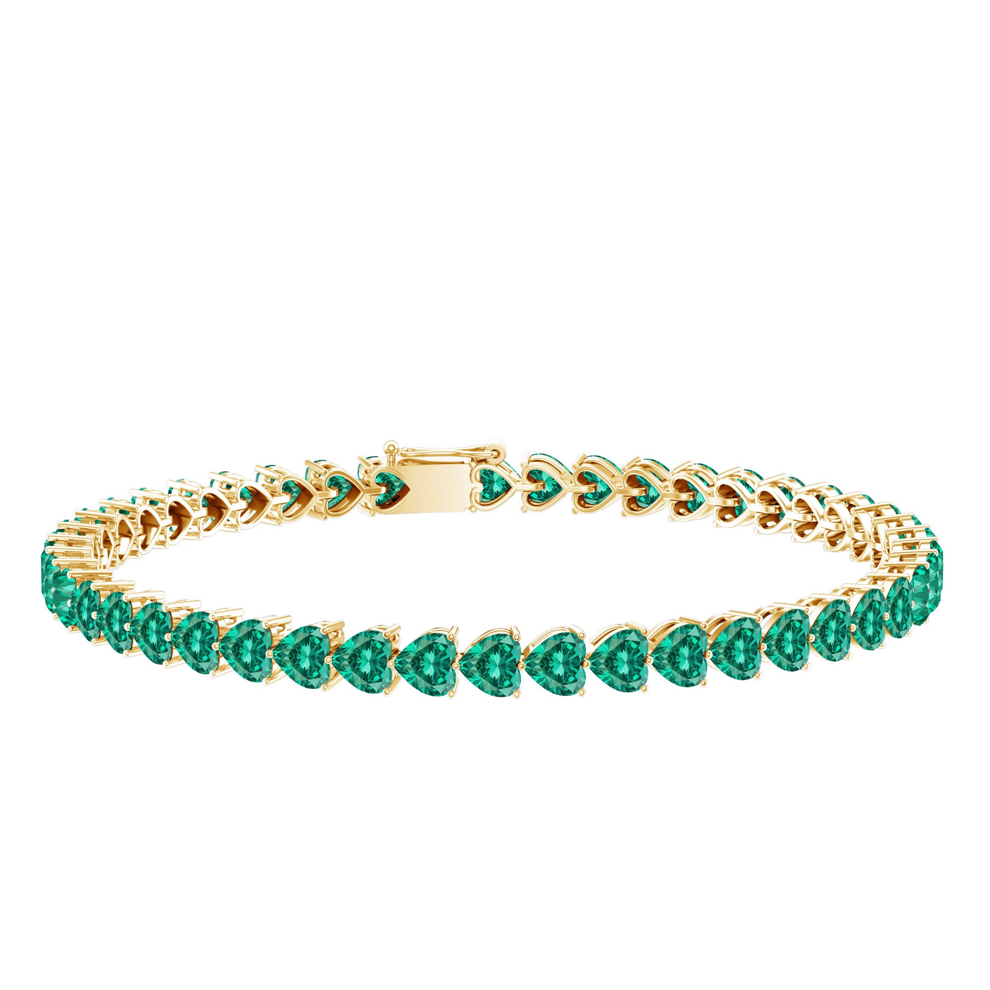Lab Grown Emerald Heart Tennis Bracelet AAAA - Rosec Jewels