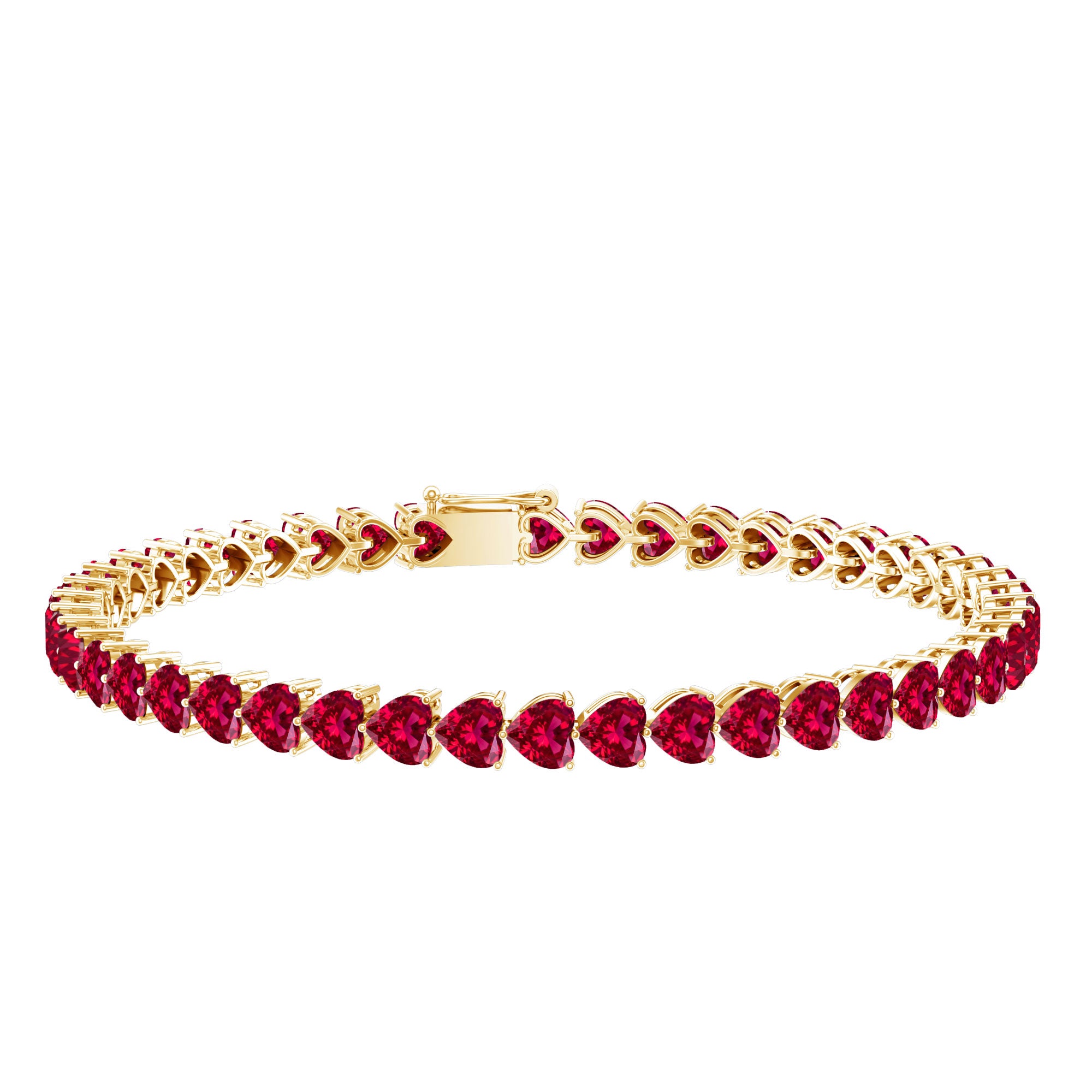 Heart Shape Lab Grown Ruby Tennis Bracelet AAAA - Rosec Jewels