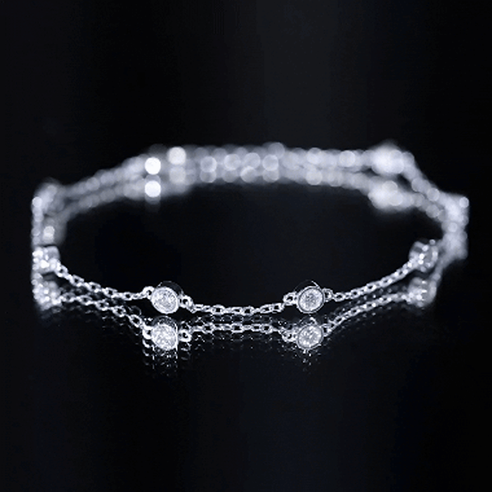 Lab Grown Diamond Chain Bracelet for Women Lab - ( EF-VS ) - Rosec Jewels