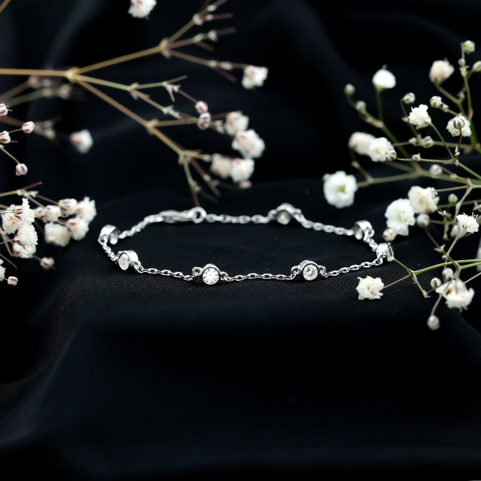 Lab Grown Diamond Chain Bracelet for Women Lab - ( EF-VS ) - Rosec Jewels
