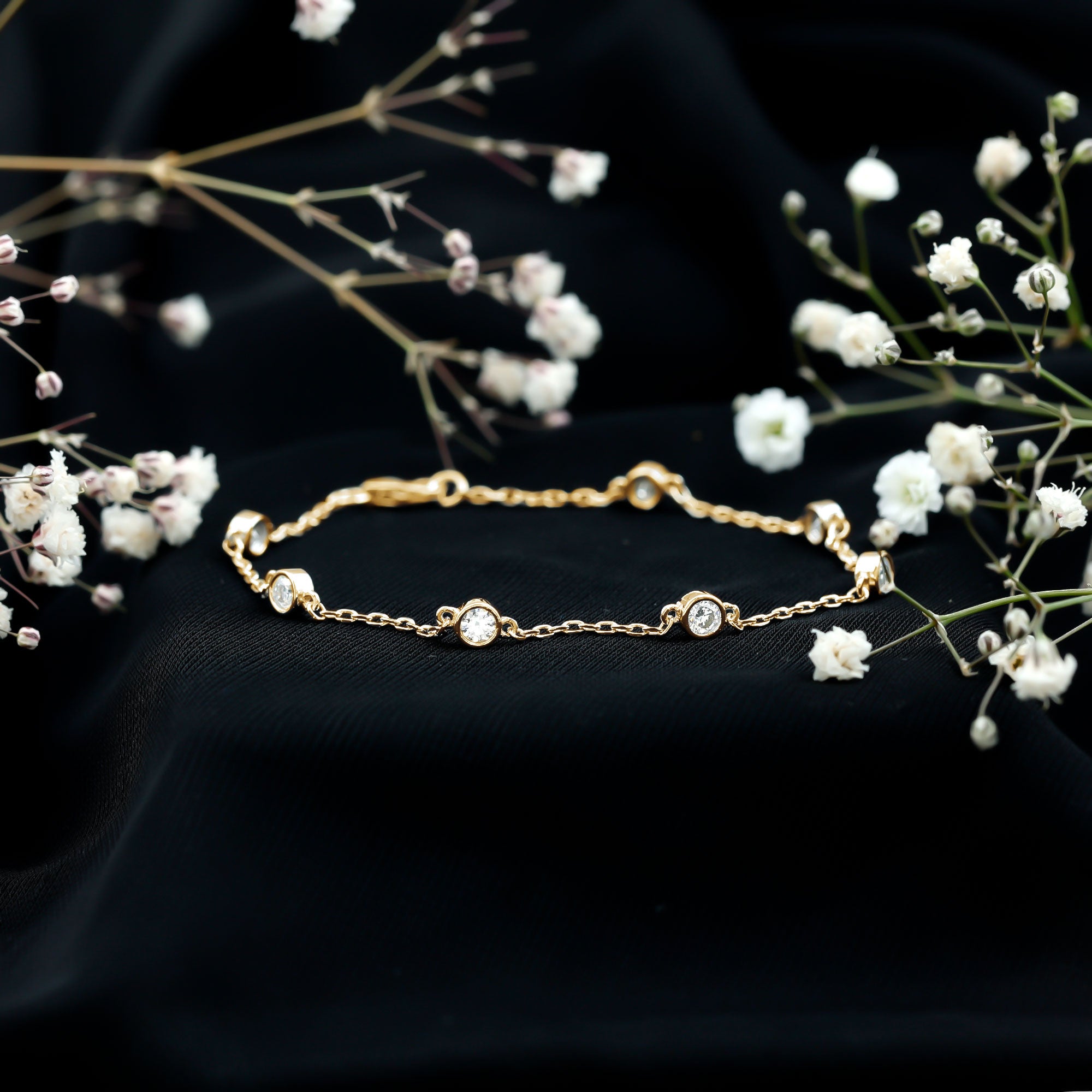 Lab Grown Diamond Chain Bracelet for Women Lab - ( EF-VS ) - Rosec Jewels