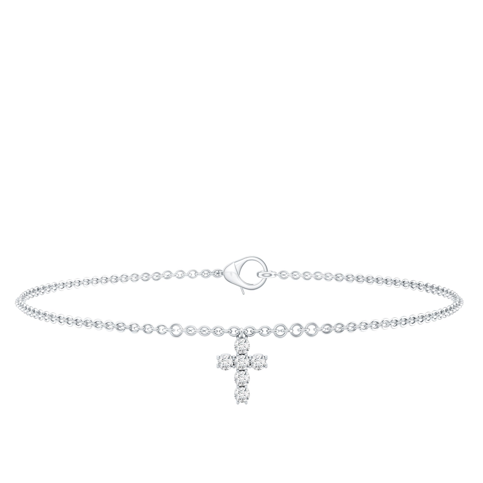 Certified Lab Grown Diamond Cross Bracelet Lab - ( EF-VS ) - Rosec Jewels