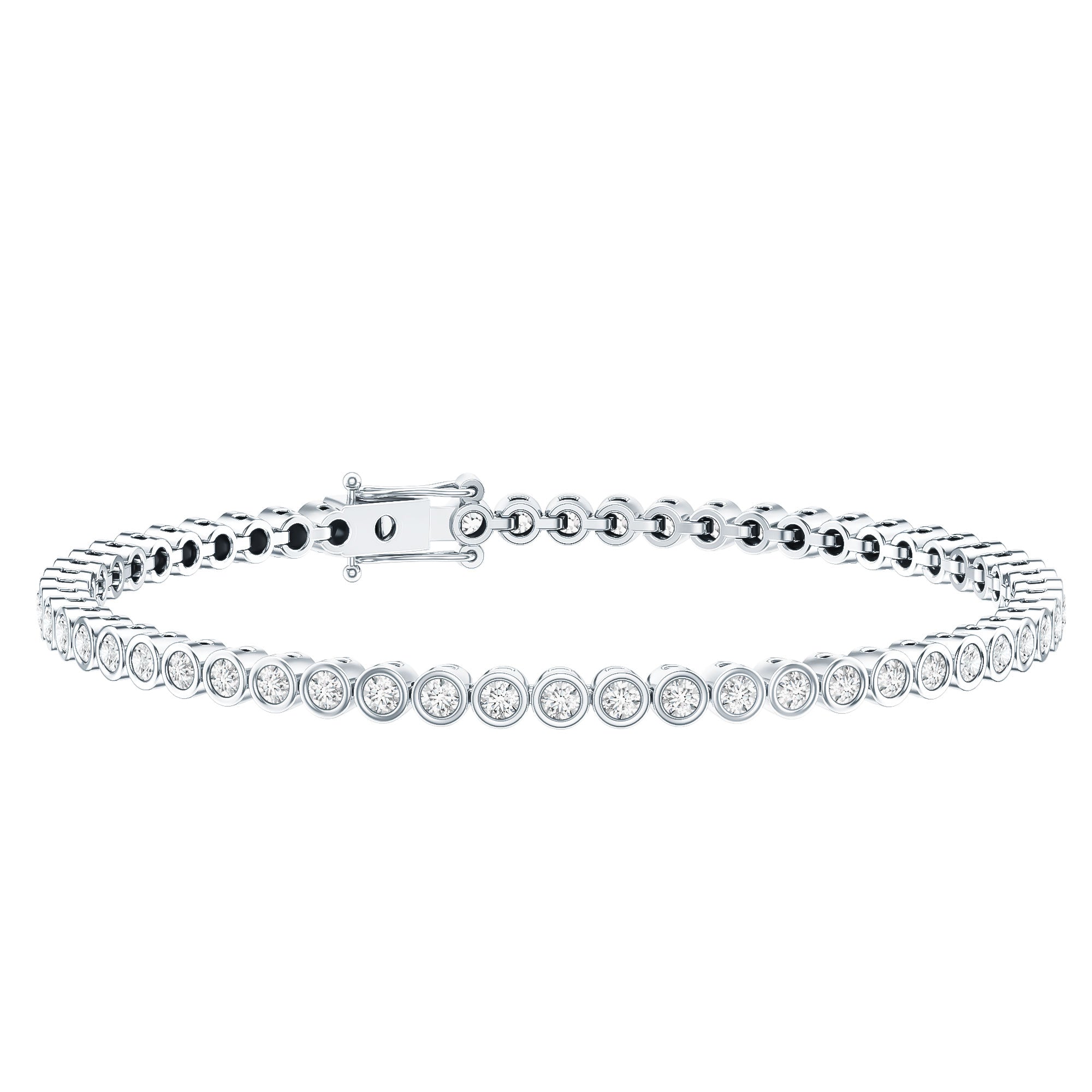 Certified Bezel Set Lab Grown Diamond Tennis Bracelet Lab - ( EF-VS ) - Rosec Jewels