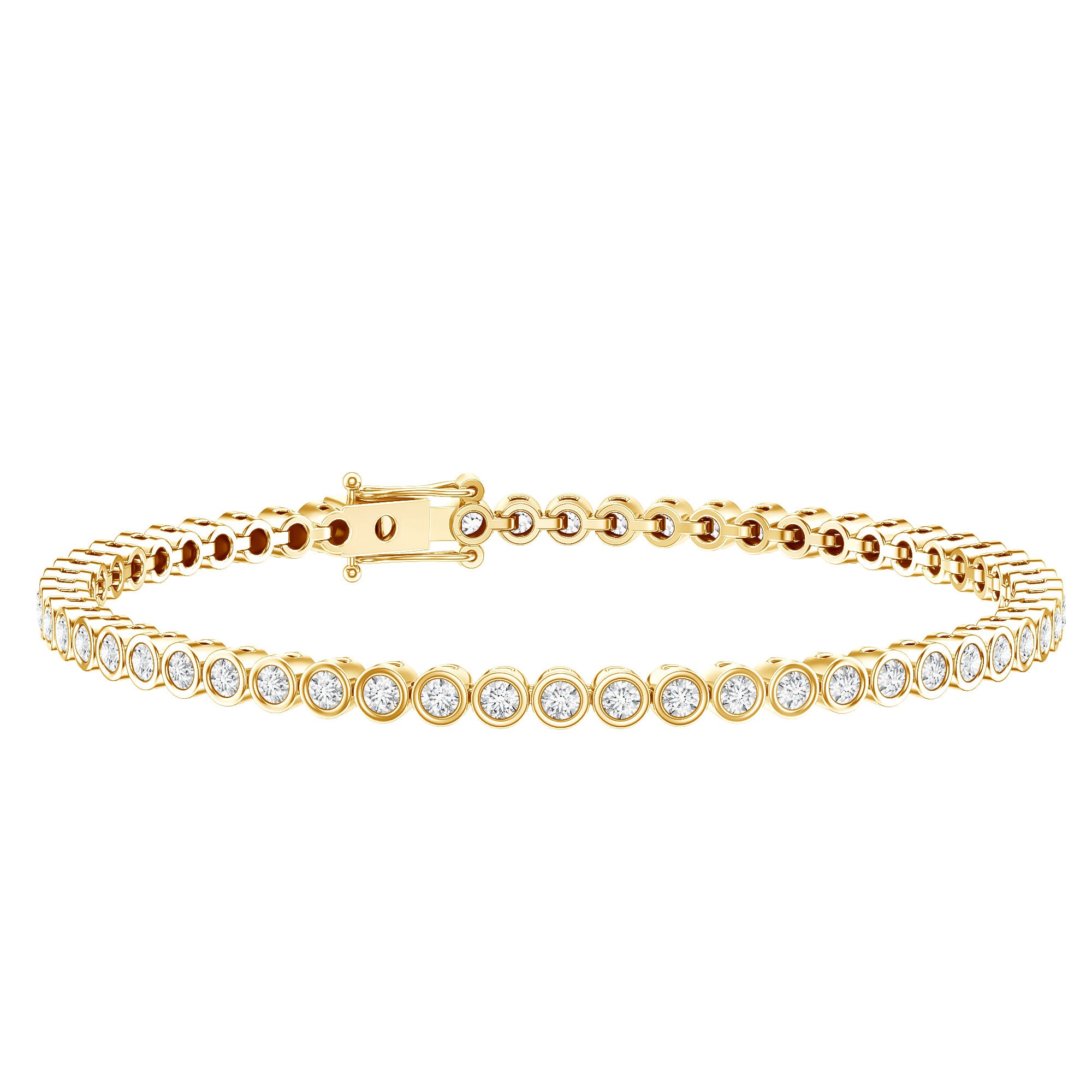 Certified Bezel Set Lab Grown Diamond Tennis Bracelet Lab - ( EF-VS ) - Rosec Jewels