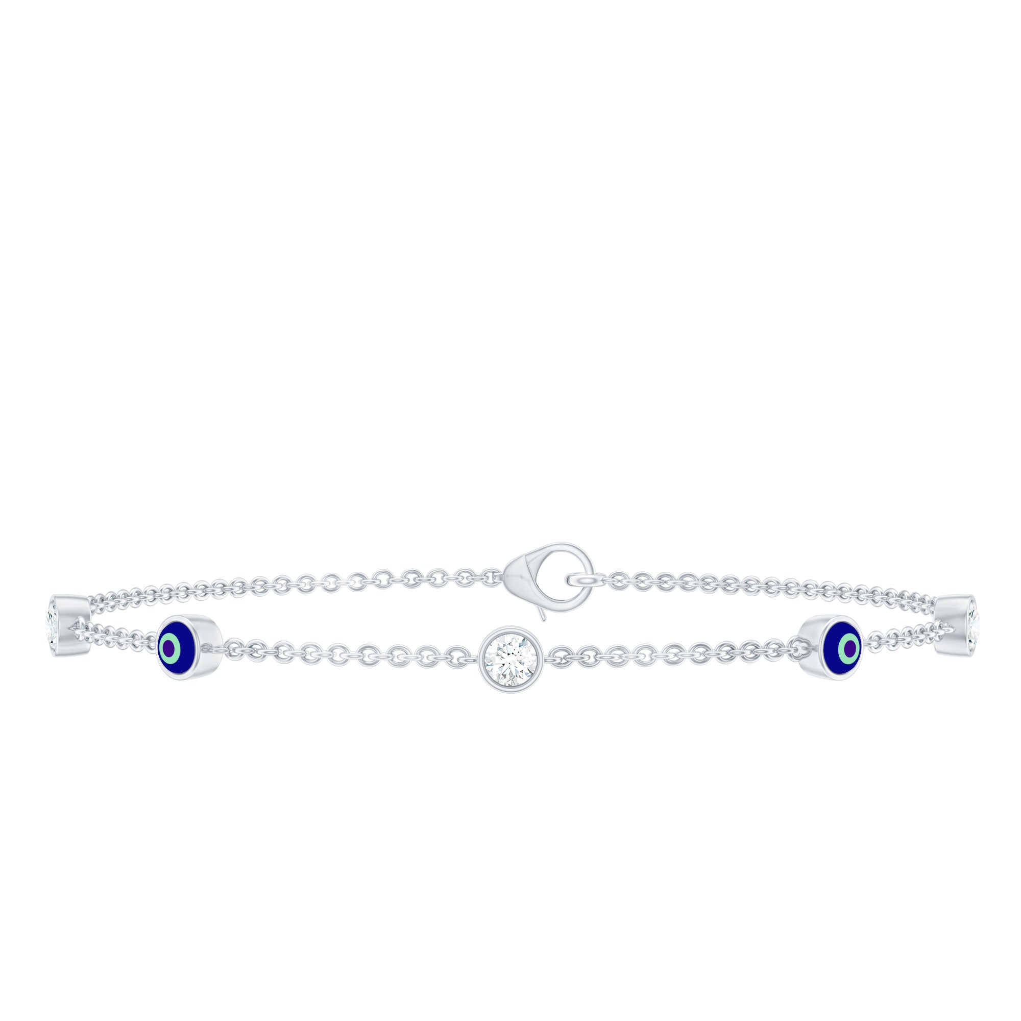 Lab Grown Bezel Set Diamond Evil Eye Bracelet