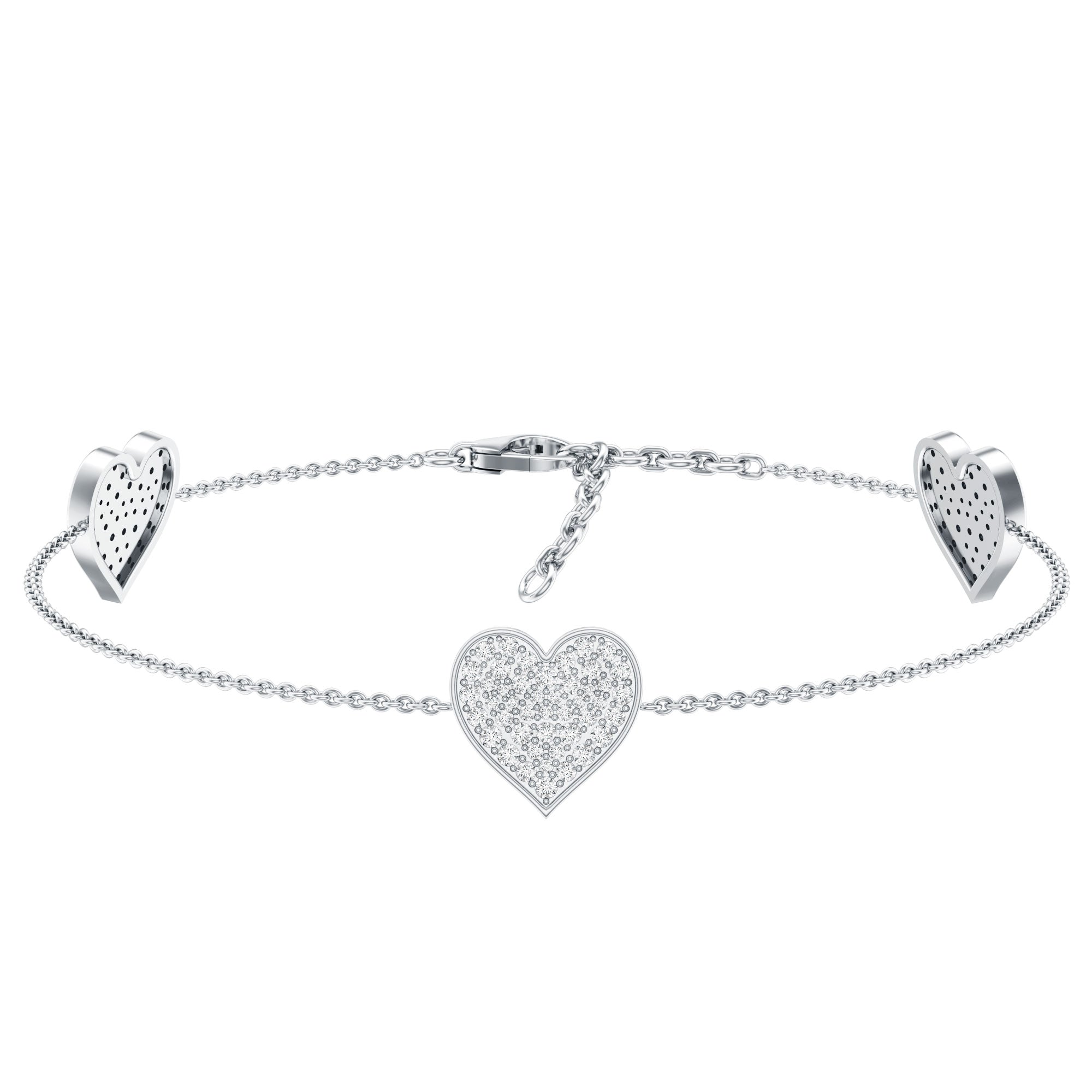 Pave Set Lab Grown Diamond Heart Bracelet for Women Lab - ( EF-VS ) - Rosec Jewels