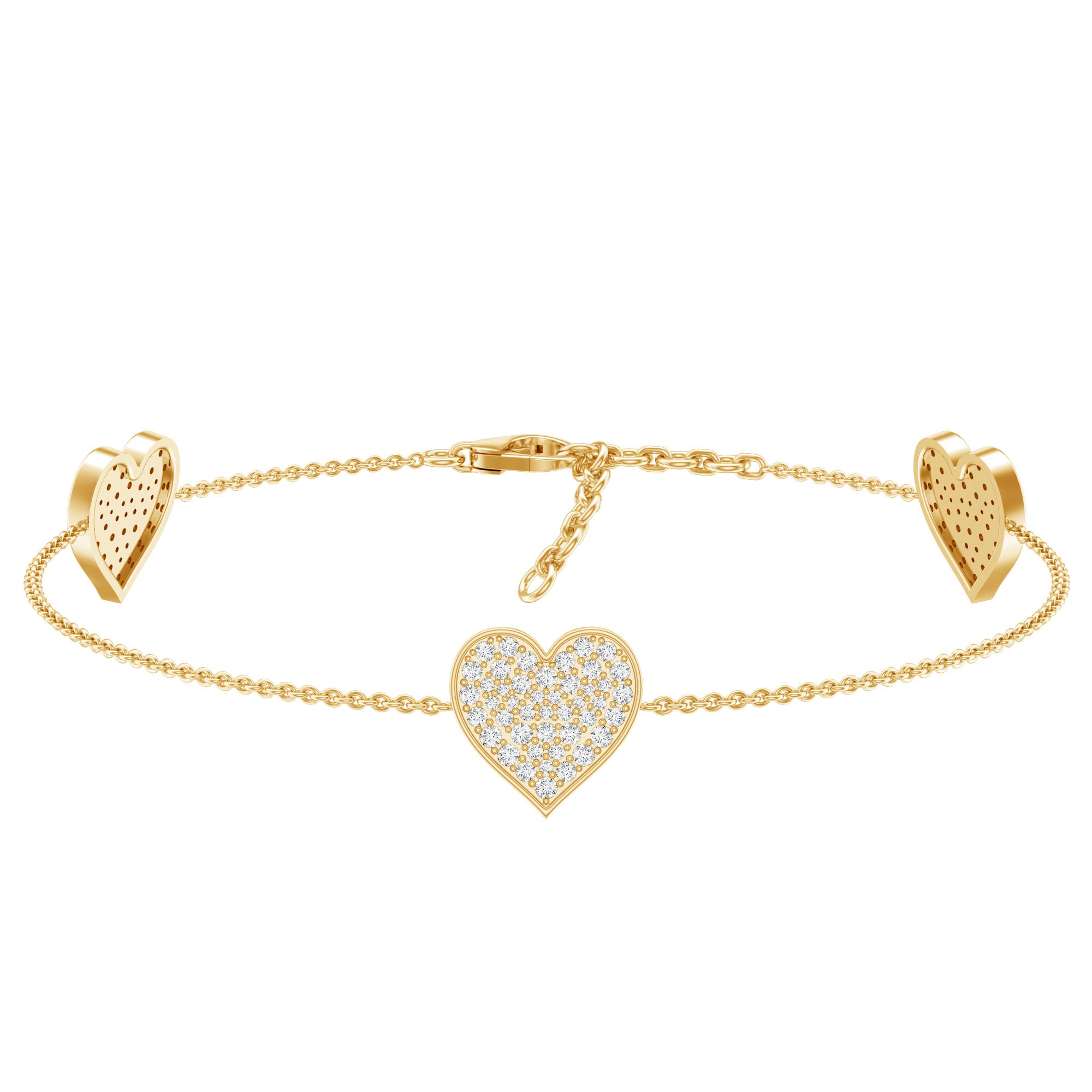 Pave Set Lab Grown Diamond Heart Bracelet for Women Lab - ( EF-VS ) - Rosec Jewels