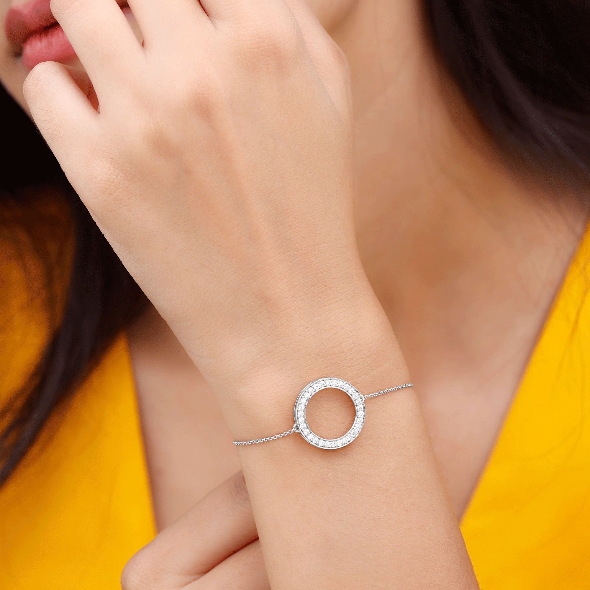 Certified Lab Grown Diamond Circle Bracelet for Women Lab - ( EF-VS ) - Rosec Jewels
