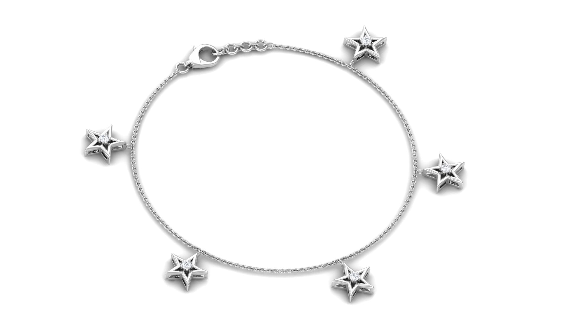 Rosec Jewels-Diamond Star Chain Charm Bracelet
