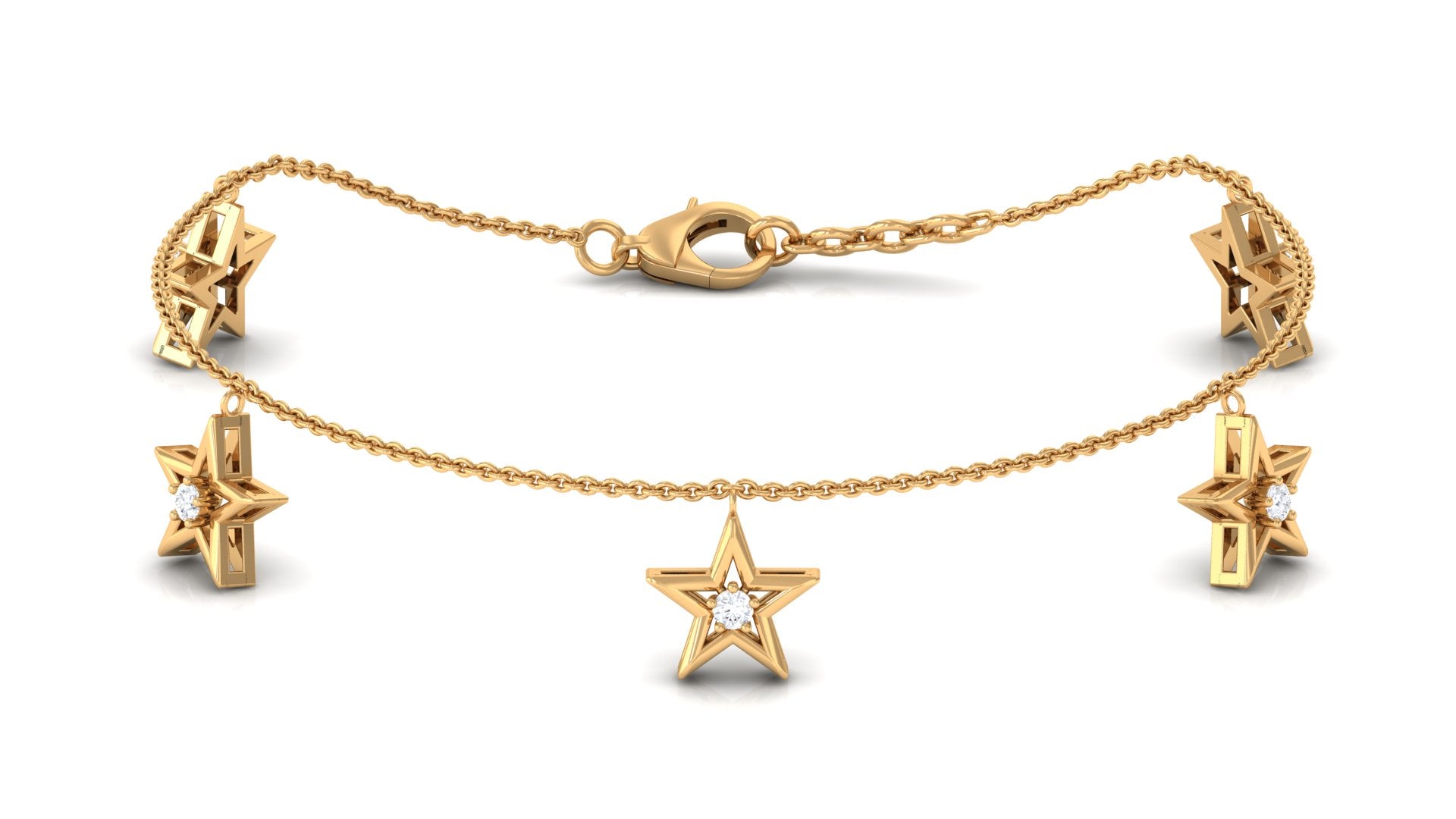 Rosec Jewels-Diamond Star Chain Charm Bracelet
