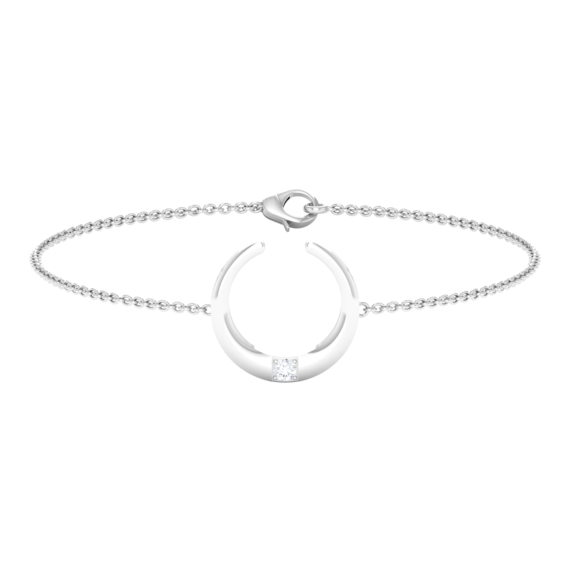 Certified Diamond Moon Chain Bracelet Lab - ( EF-VS ) - Rosec Jewels