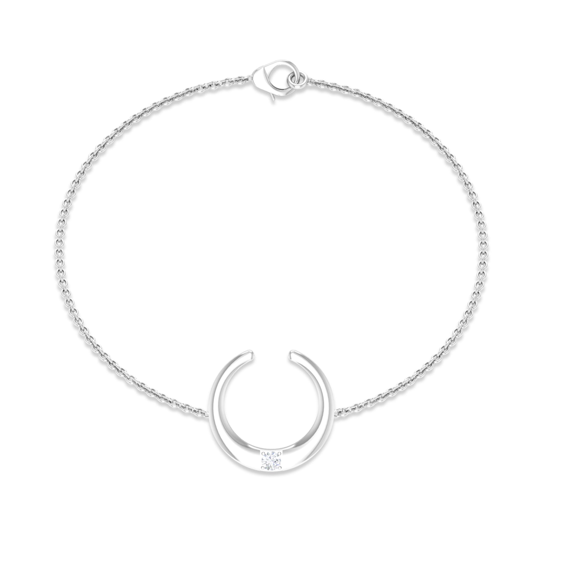 Certified Diamond Moon Chain Bracelet Lab - ( EF-VS ) - Rosec Jewels