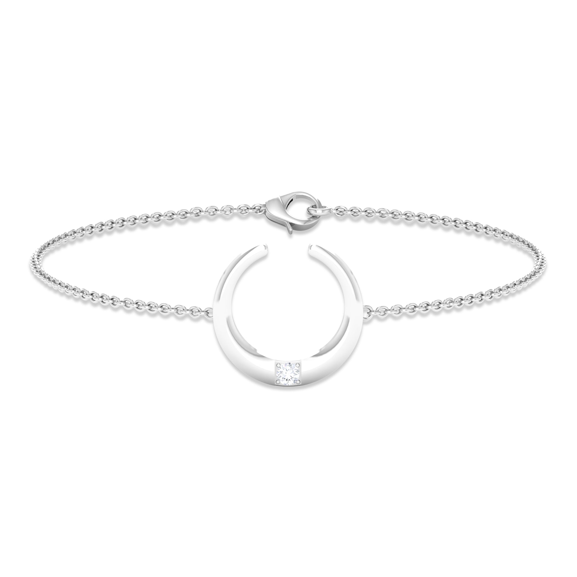 Certified Diamond Moon Chain Bracelet Lab - ( EF-VS ) - Rosec Jewels