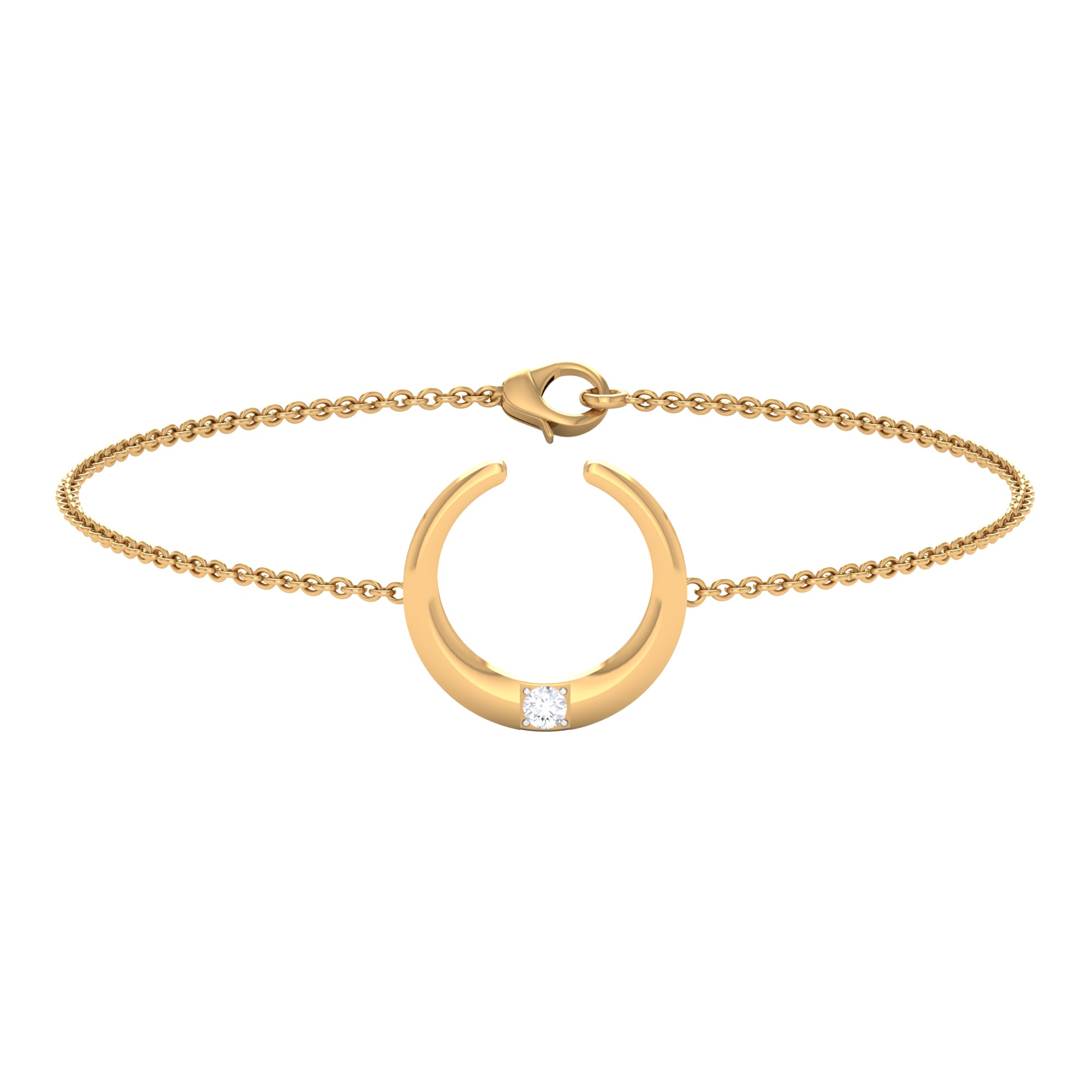 Rosec Jewels-Gold Moon Chain Bracelet with Diamond