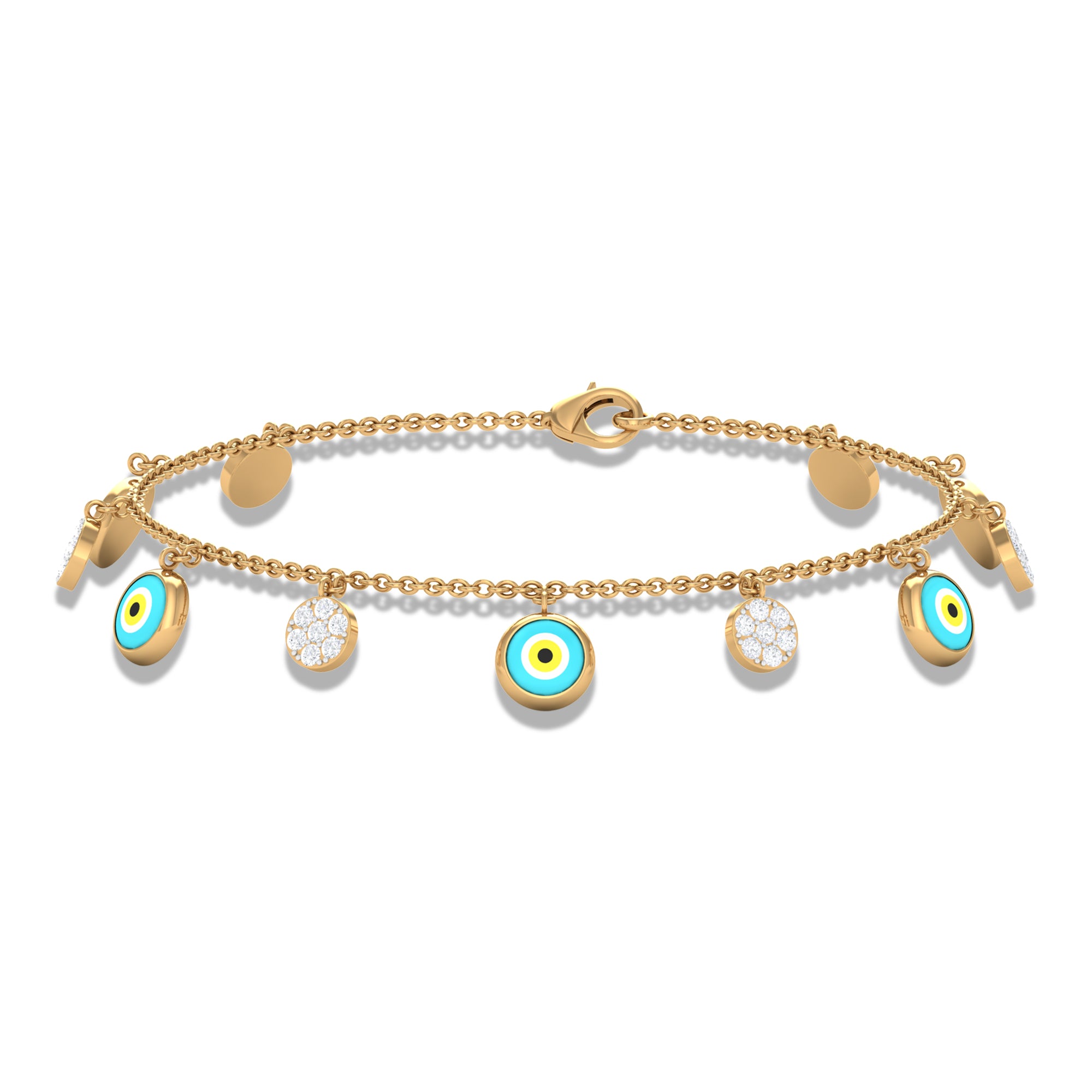 Rosec Jewels-Diamond Evil Eye Chain Charm Bracelet
