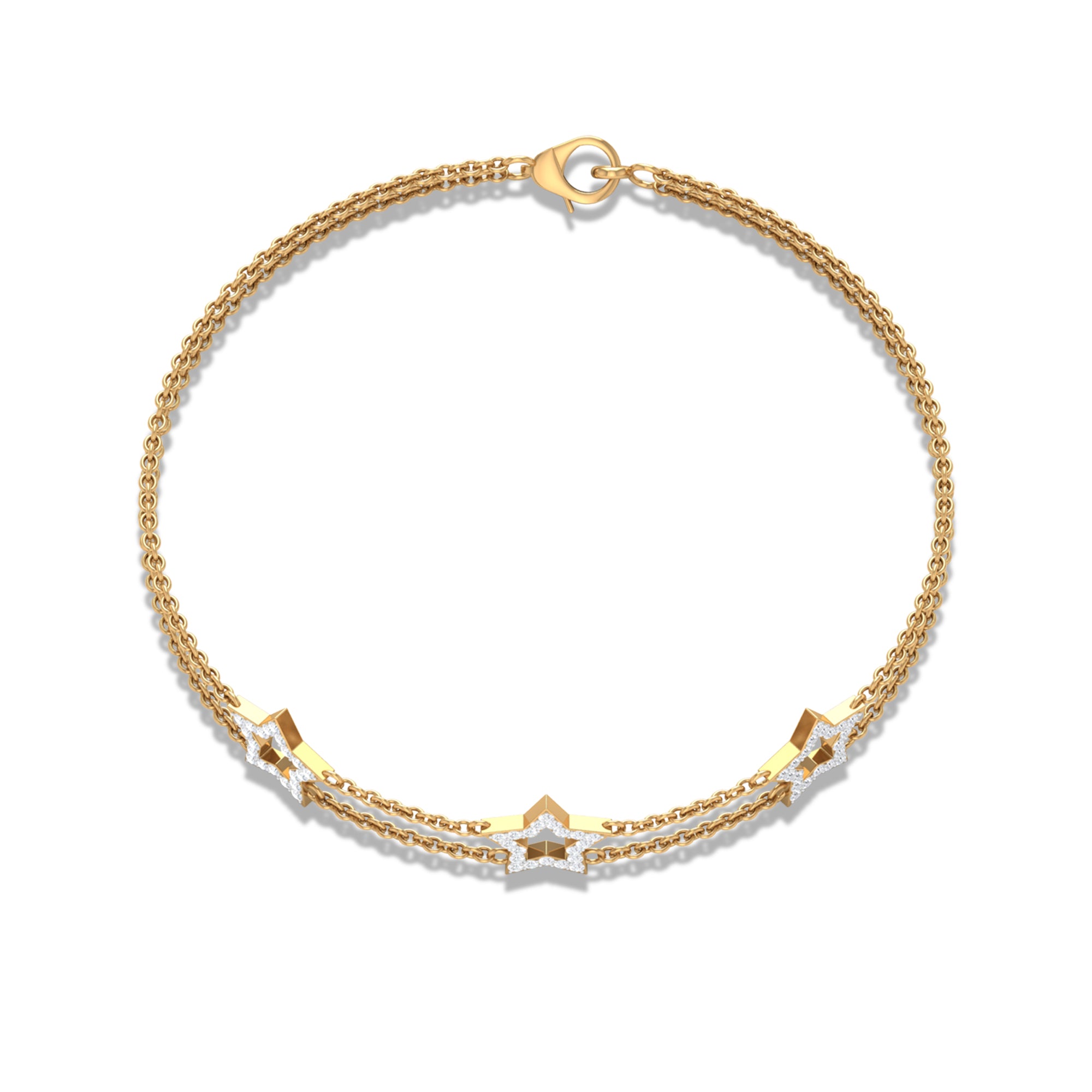Rosec Jewels-Certified Diamond Star Double Chain Bracelet