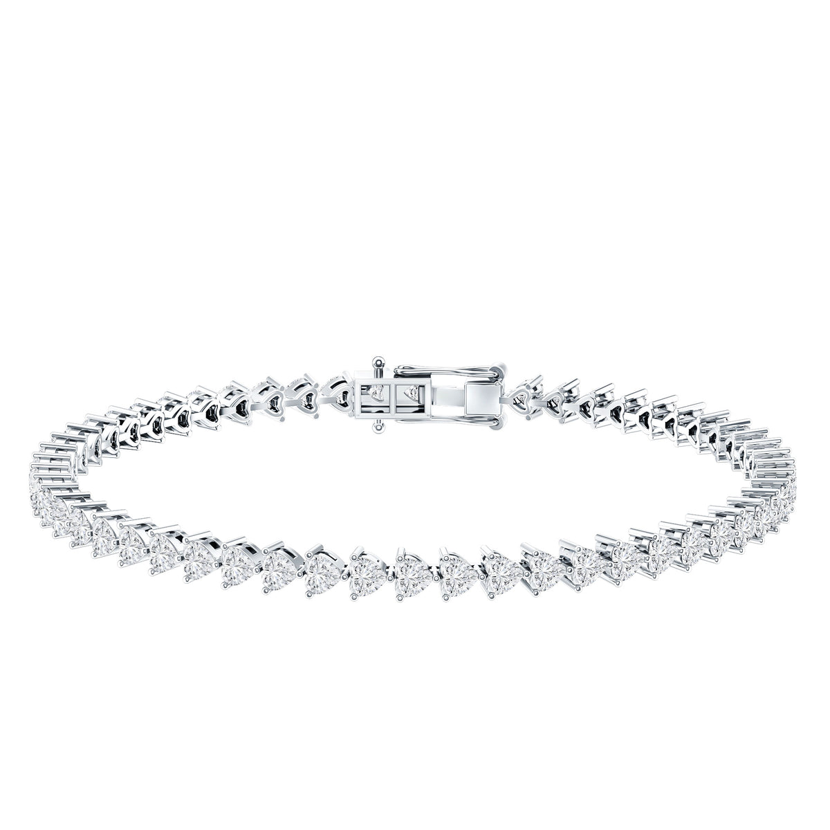 Lab Grown Diamond Heart Tennis Bracelet for Wedding Lab - ( EF-VS ) - Rosec Jewels
