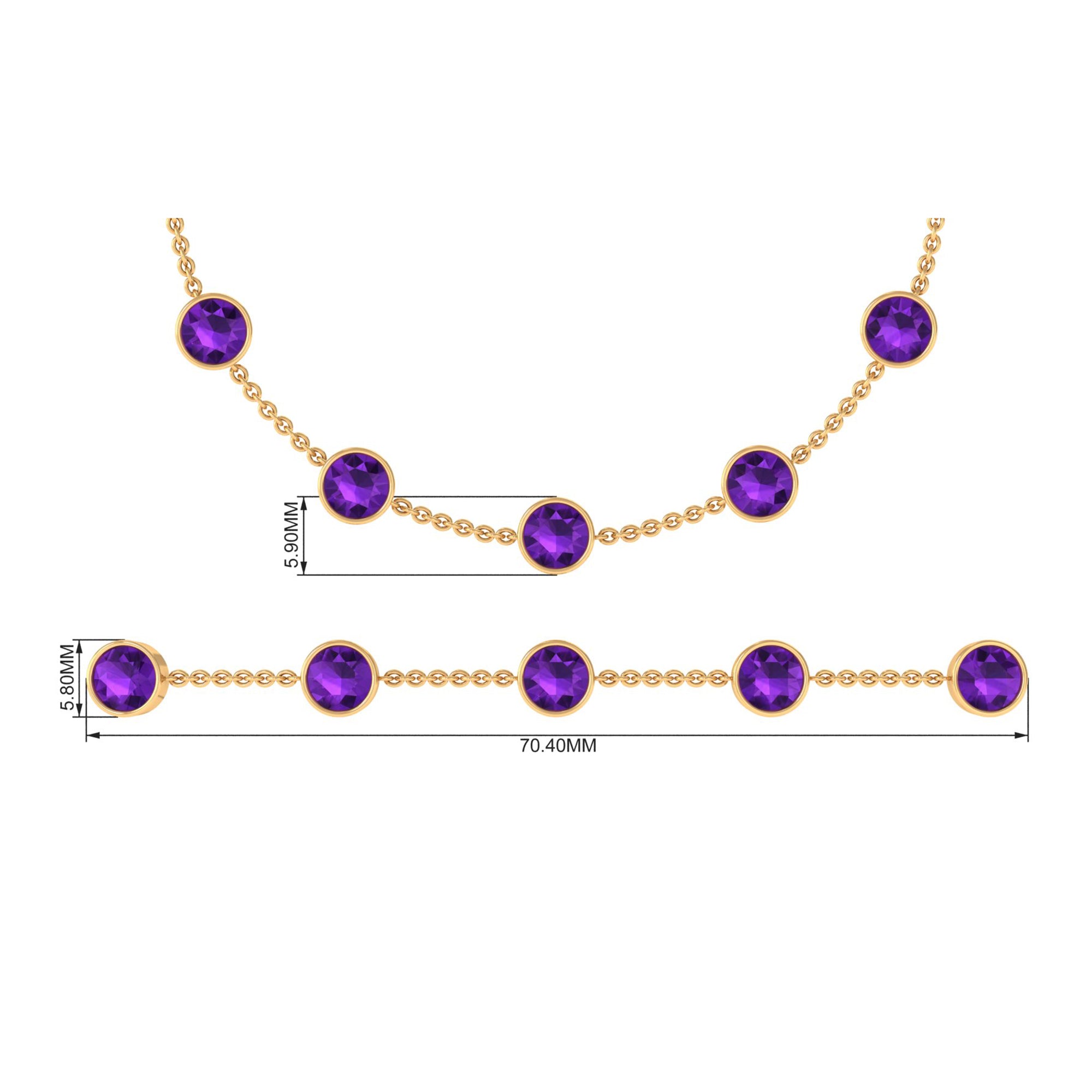 Bezel Set Amethyst Station Chain Bracelet for Women AAA - Rosec Jewels