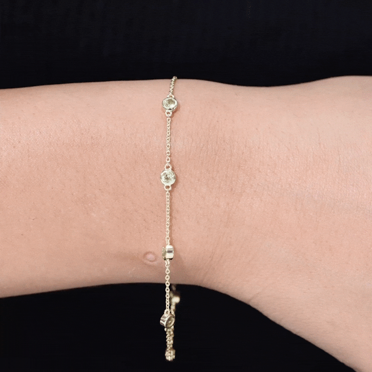Bezel Set Seven Stone Peridot Station Bracelet AAA - Rosec Jewels