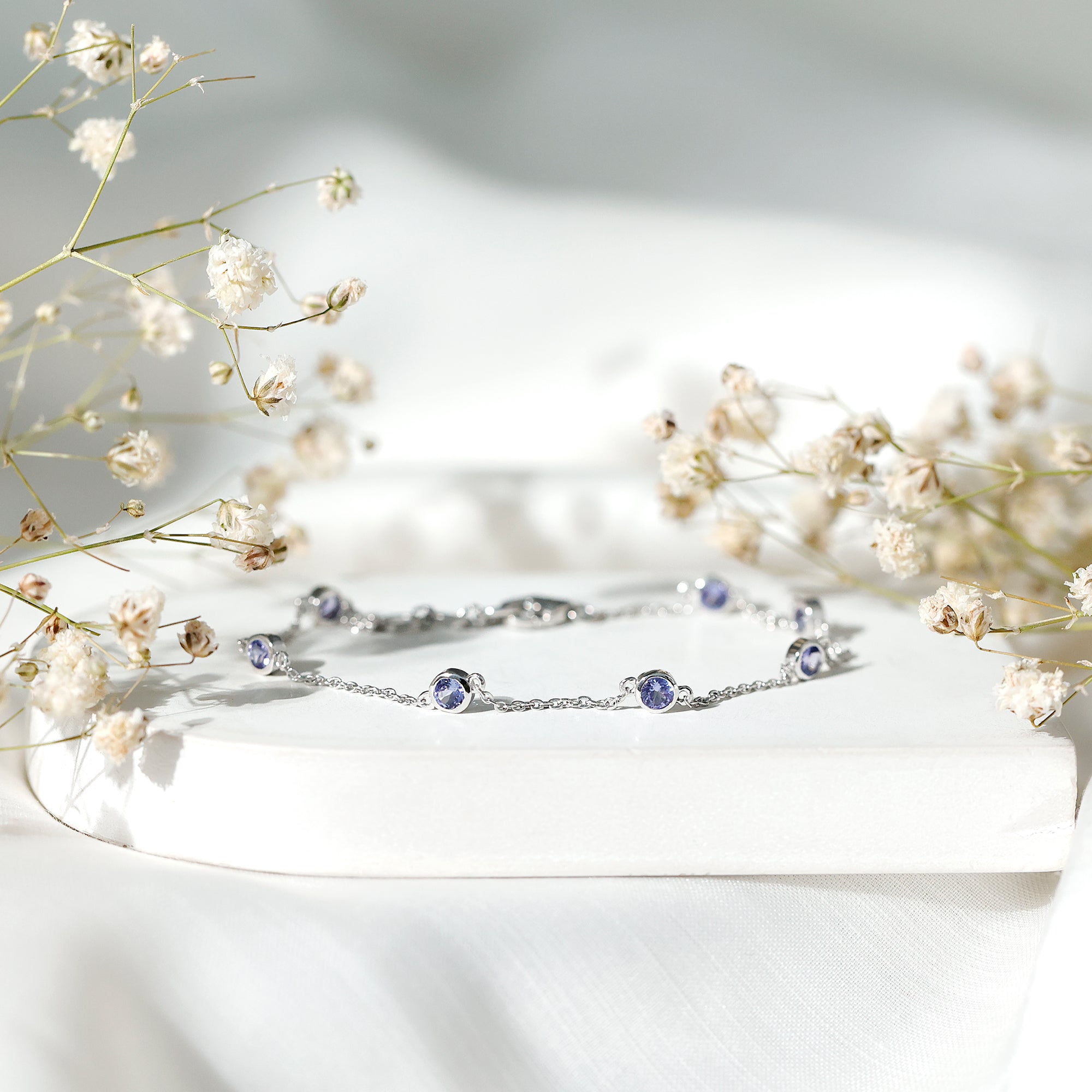 Certified Natural Tanzanite Chain Bracelet for Her AAA - Rosec Jewels