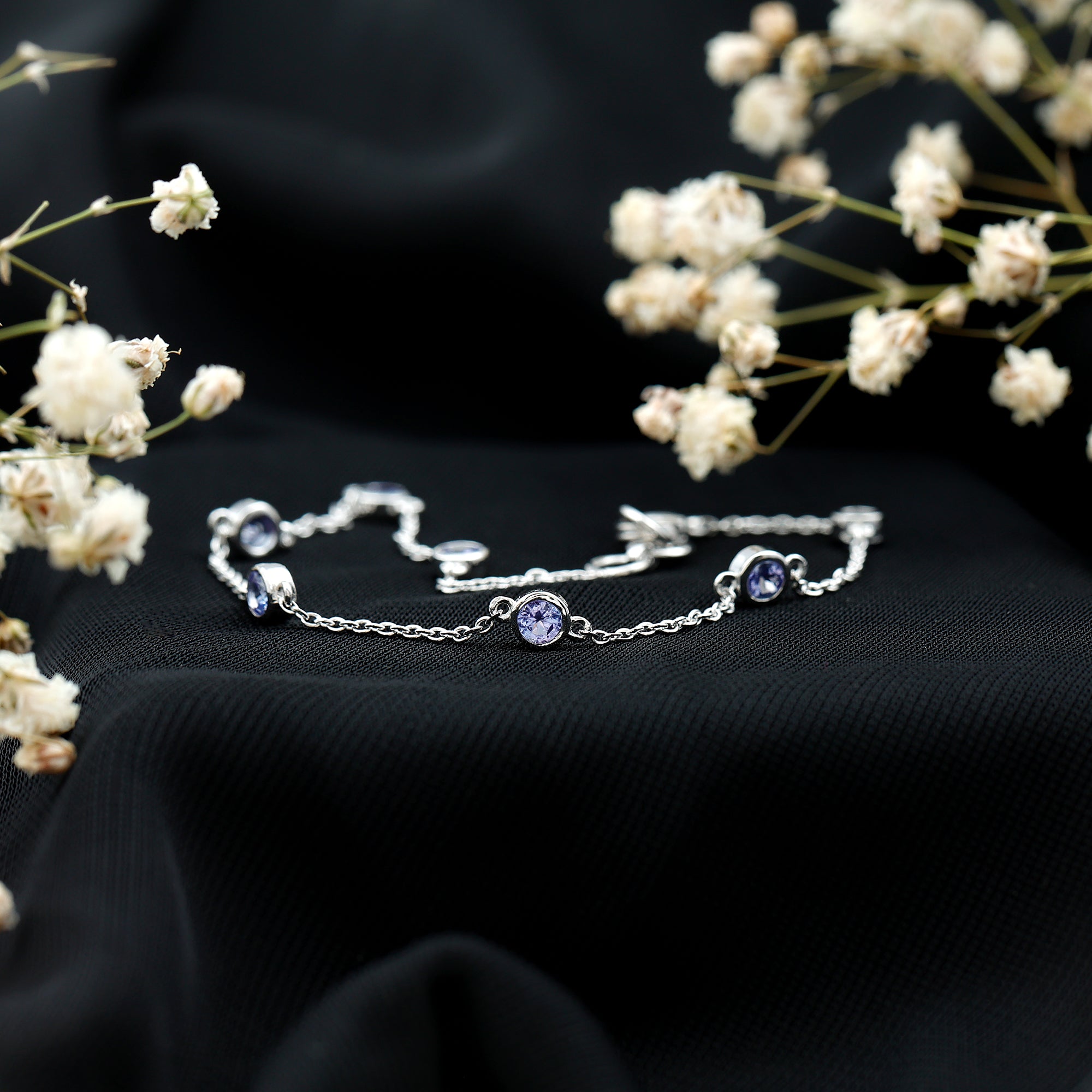 Certified Natural Tanzanite Chain Bracelet for Her AAA - Rosec Jewels