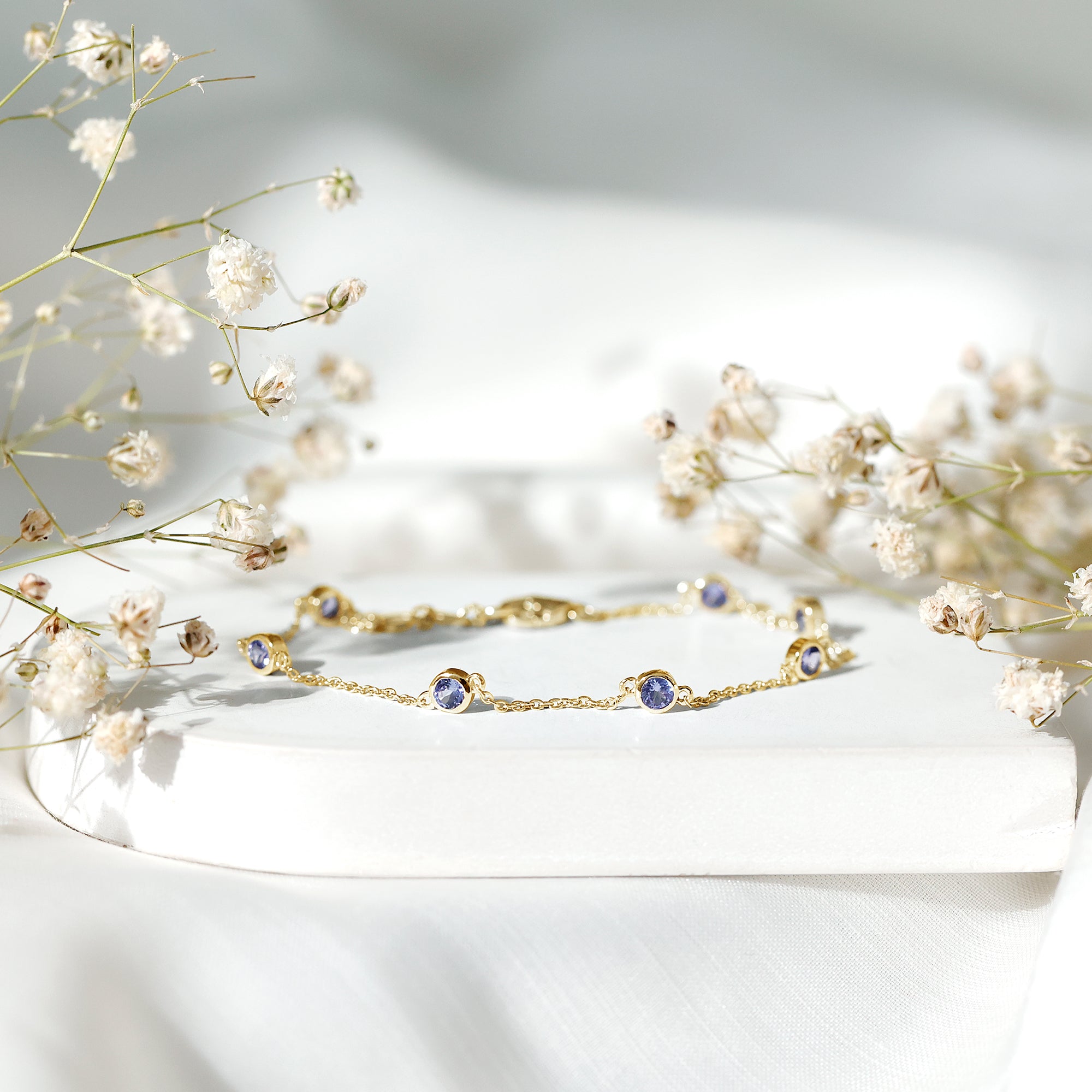Certified Natural Tanzanite Chain Bracelet for Her AAA - Rosec Jewels