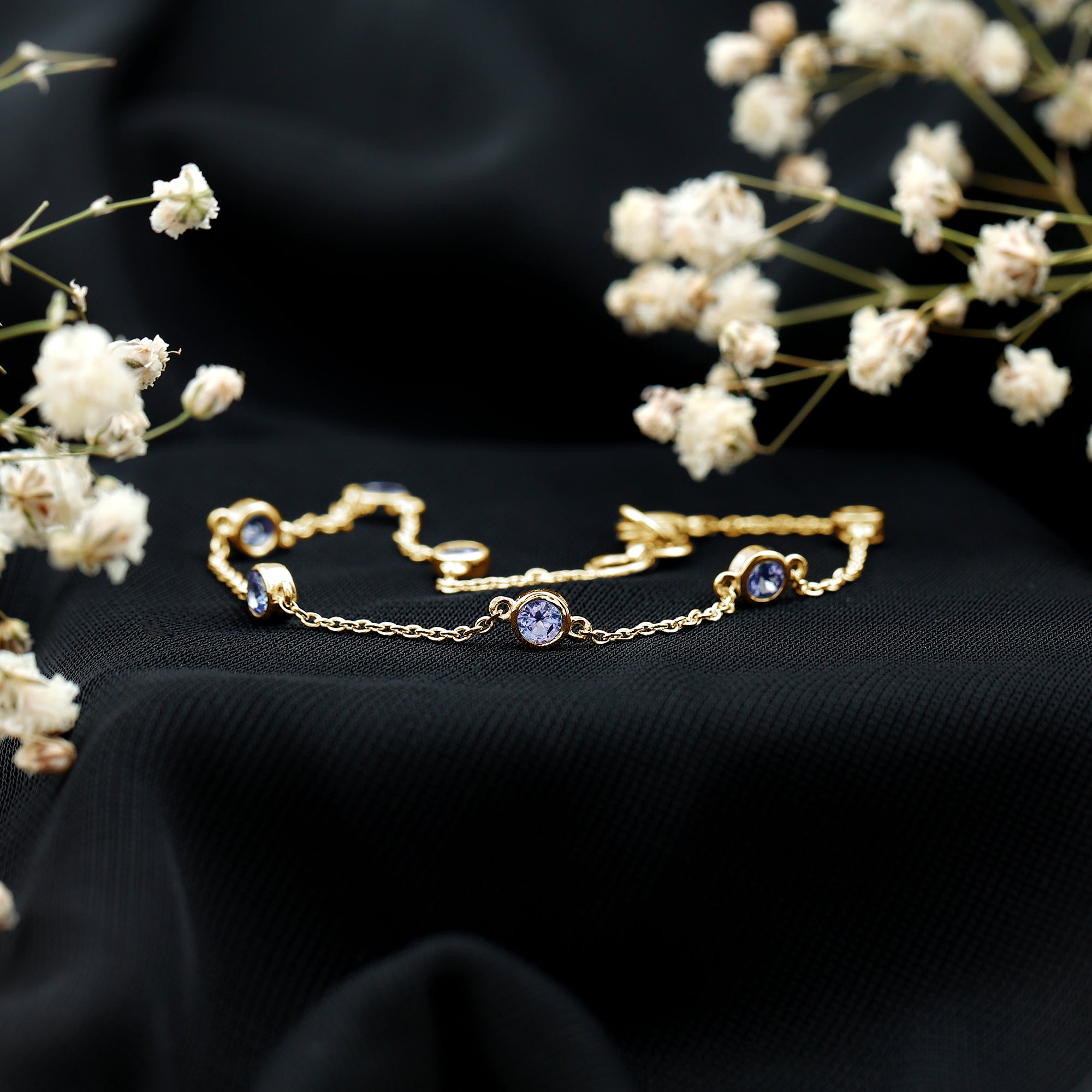 Certified Natural Tanzanite Chain Bracelet for Her AAA - Rosec Jewels