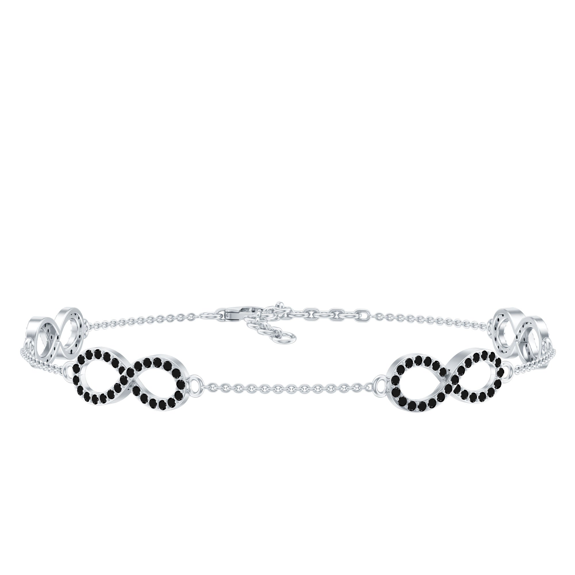 Certified Lab Grown Black Diamond Infinity Chain Bracelet AAAA ( Synthetic ) - Rosec Jewels