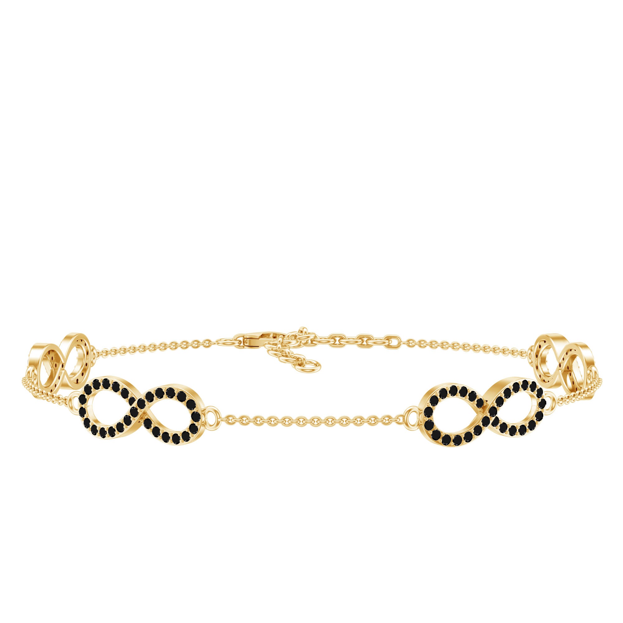 Certified Lab Grown Black Diamond Infinity Chain Bracelet AAAA ( Synthetic ) - Rosec Jewels