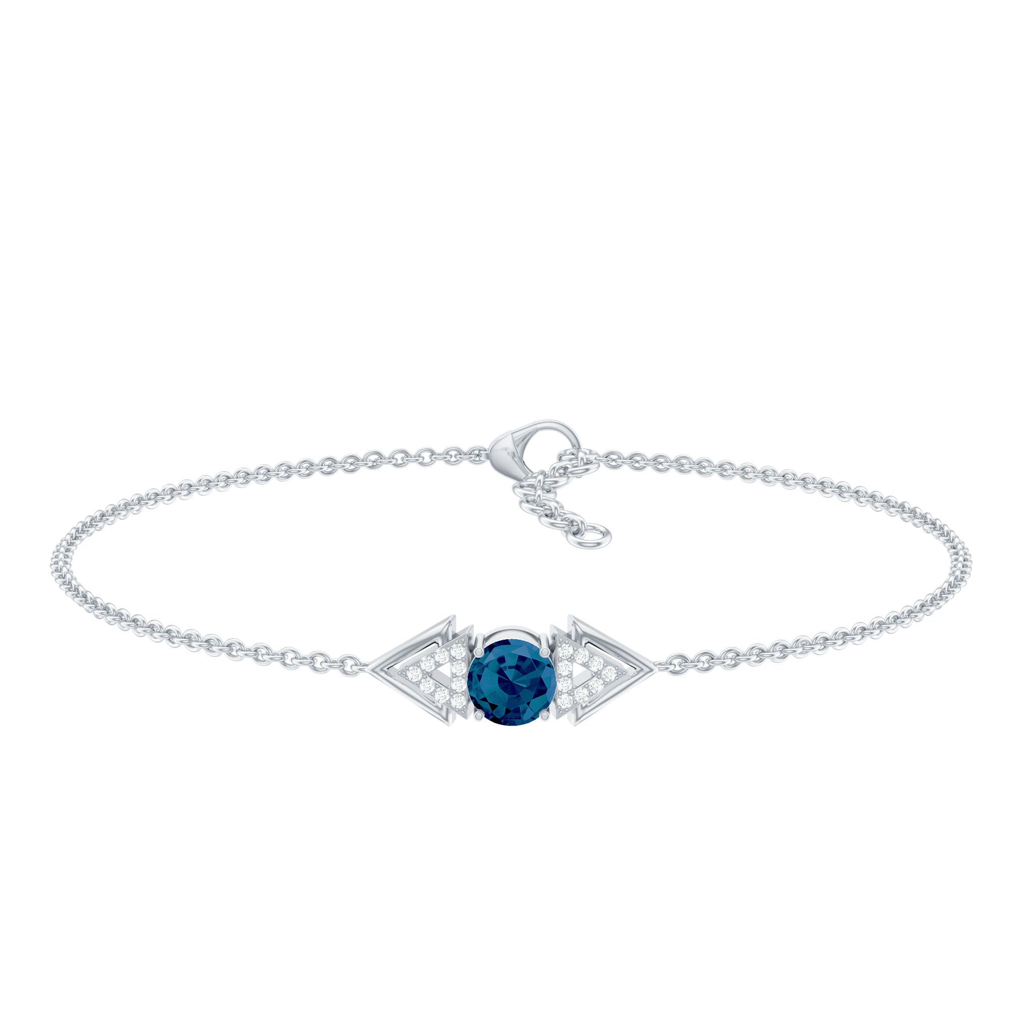 Real London Blue Topaz and Diamond Chain Bracelet AAA - Rosec Jewels