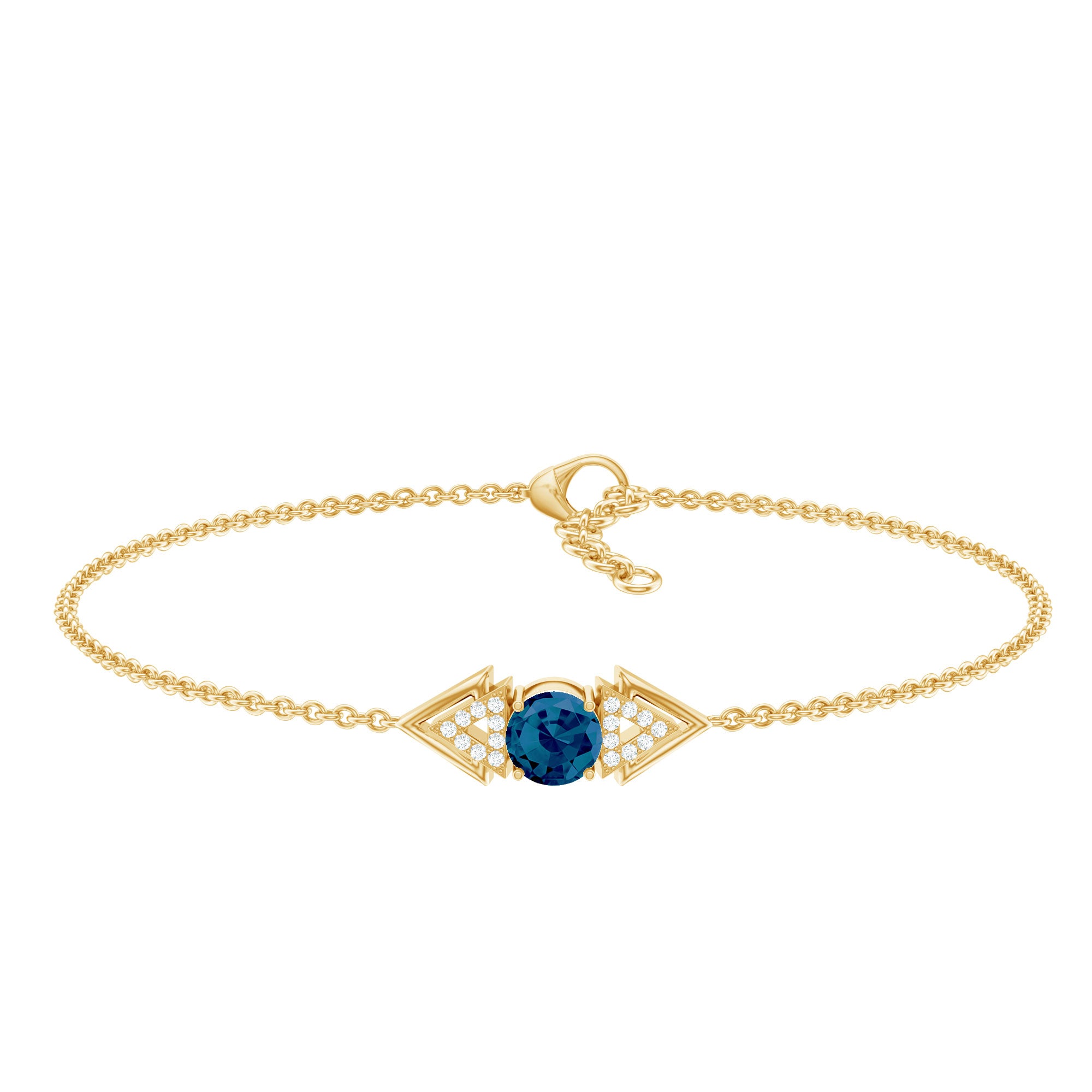 Real London Blue Topaz and Diamond Chain Bracelet AAA - Rosec Jewels