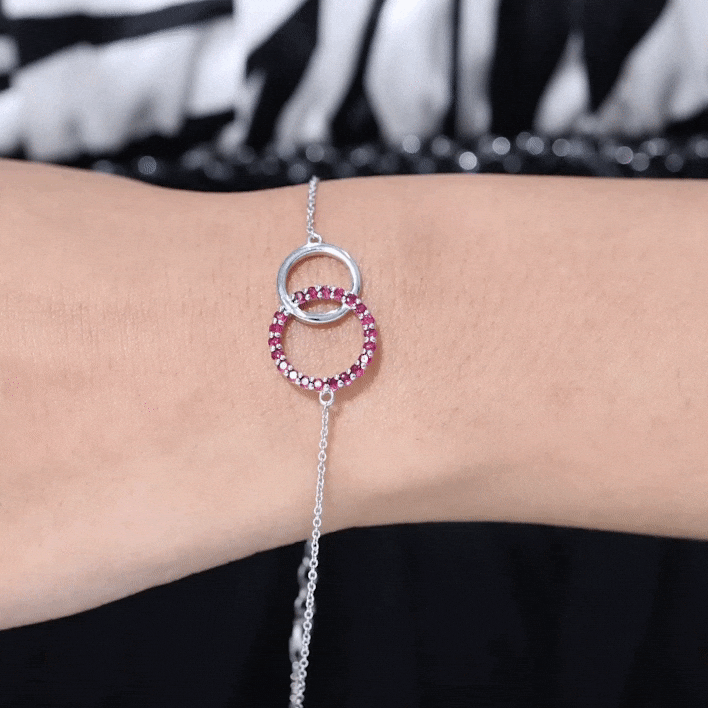 Natural Ruby Interlock Eternity Bracelet with Certificate AAA - Rosec Jewels