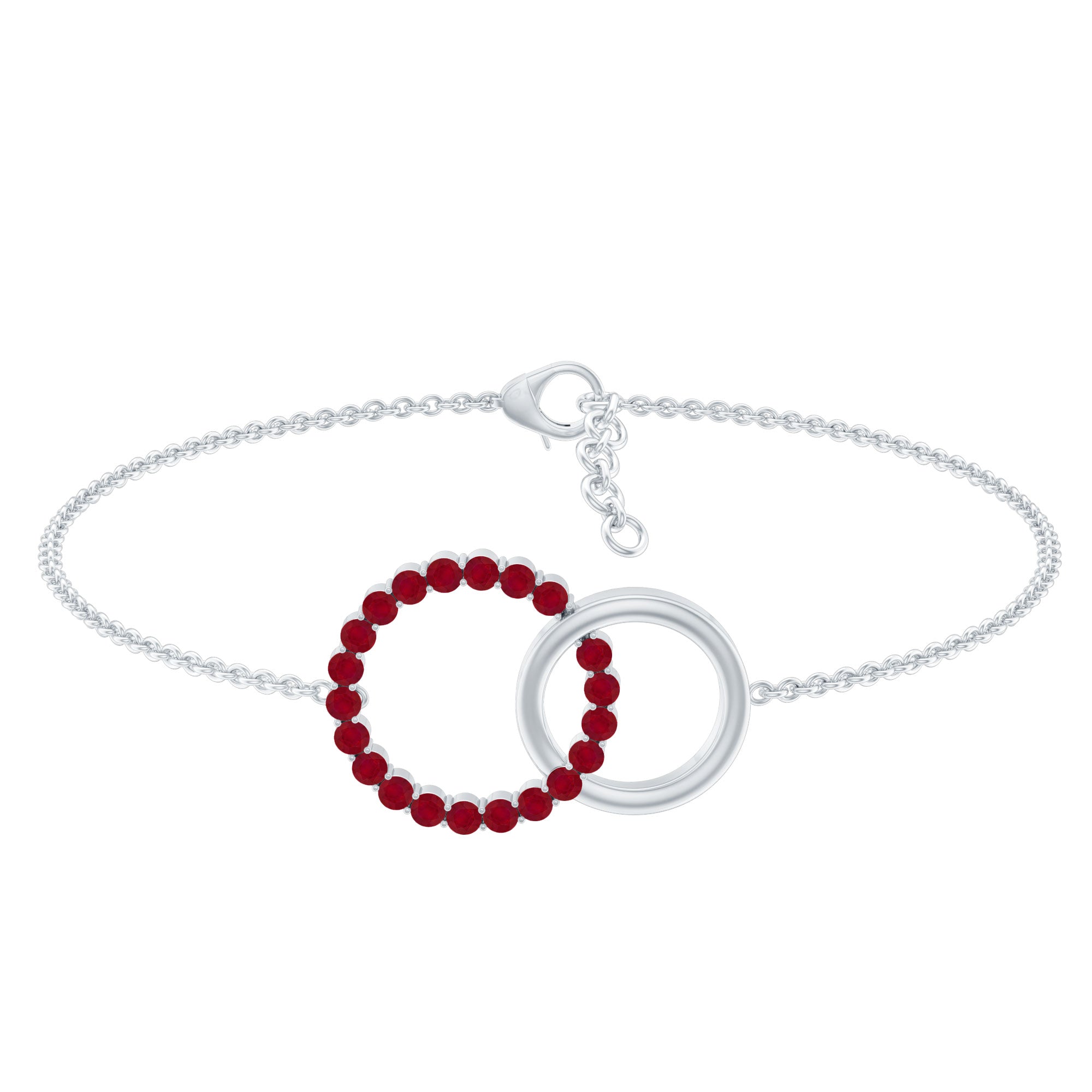 0.75 CT Round Cut Ruby Interlock Chain Eternity Bracelet in Prong Setting