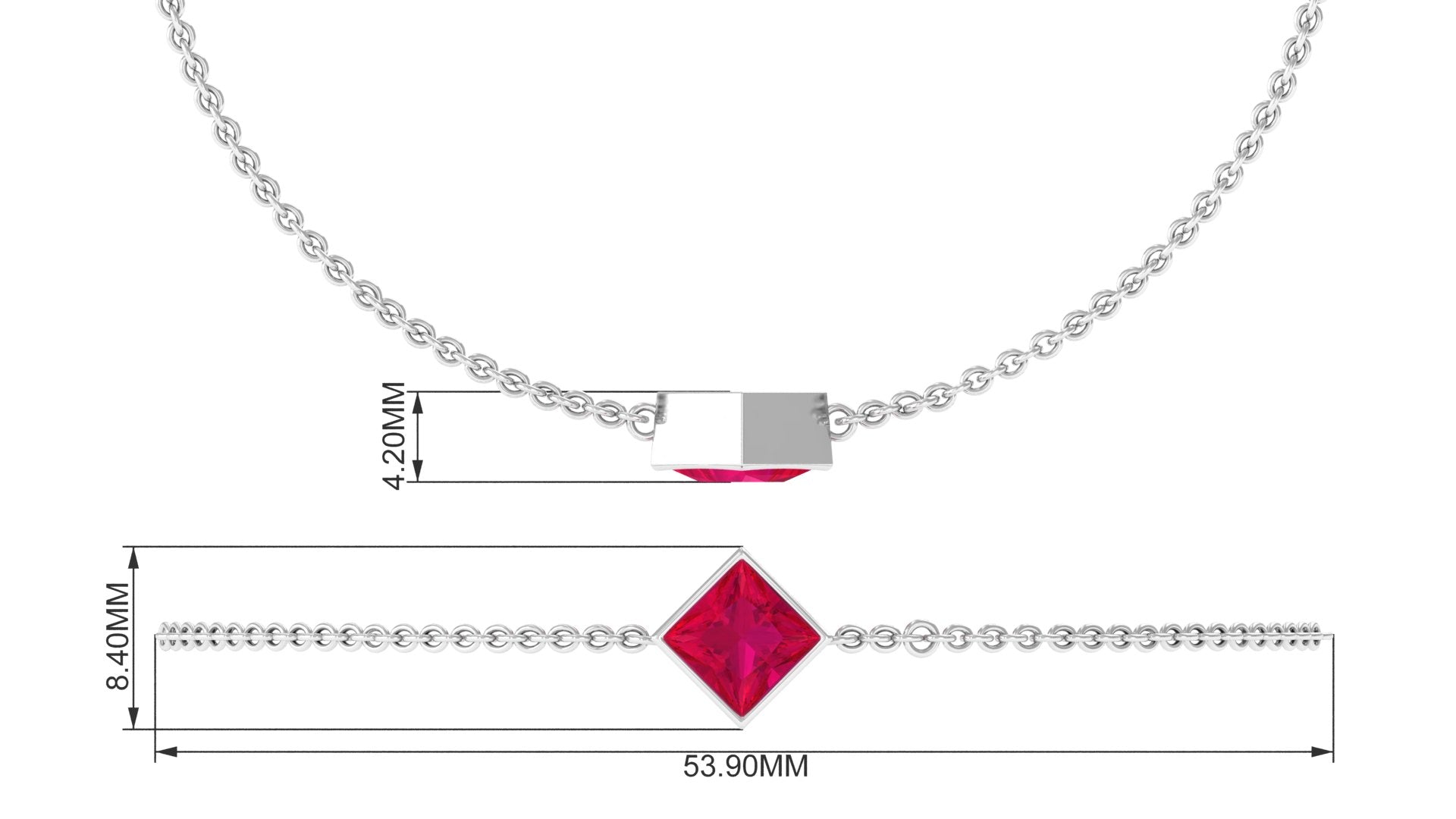 0.8 Carat Princess Cut Ruby Birthstone Bracelet AAA - Rosec Jewels