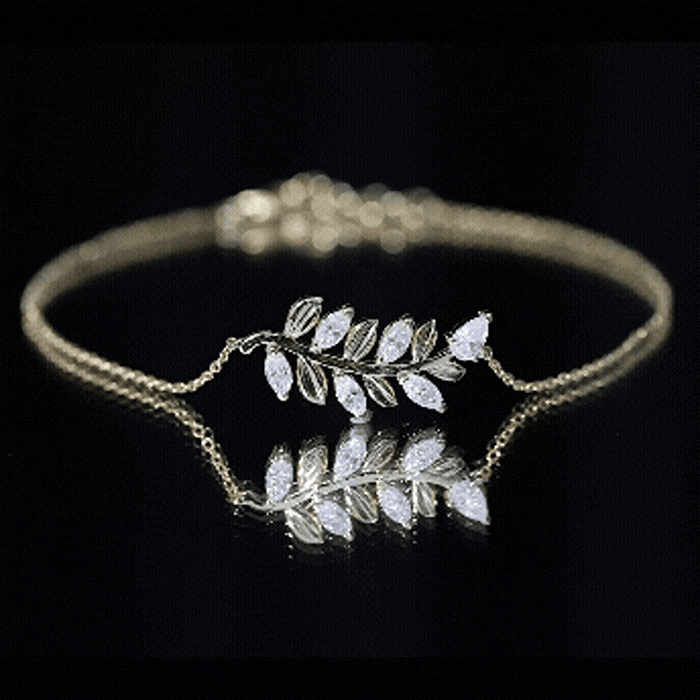 Certified Moissanite Leaf Chain Bracelet for Women D-VS1 - Rosec Jewels