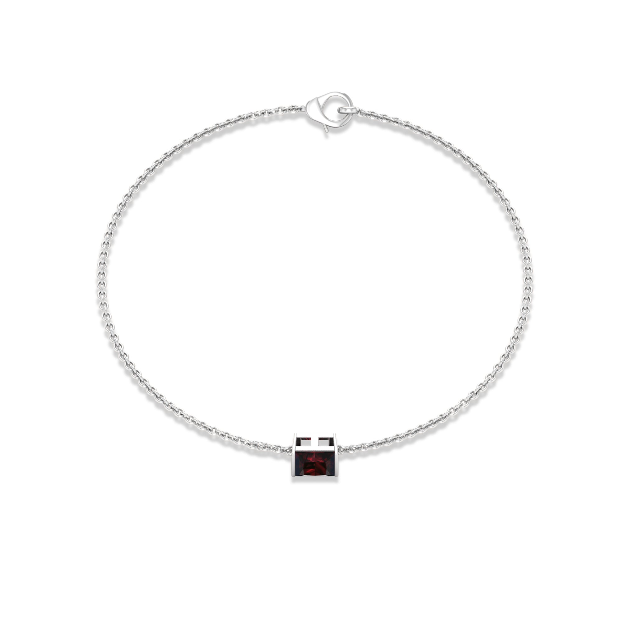 Genuine 1.4 Carat Princess Cut Garnet Solitaire Chain Bracelet AAA - Rosec Jewels