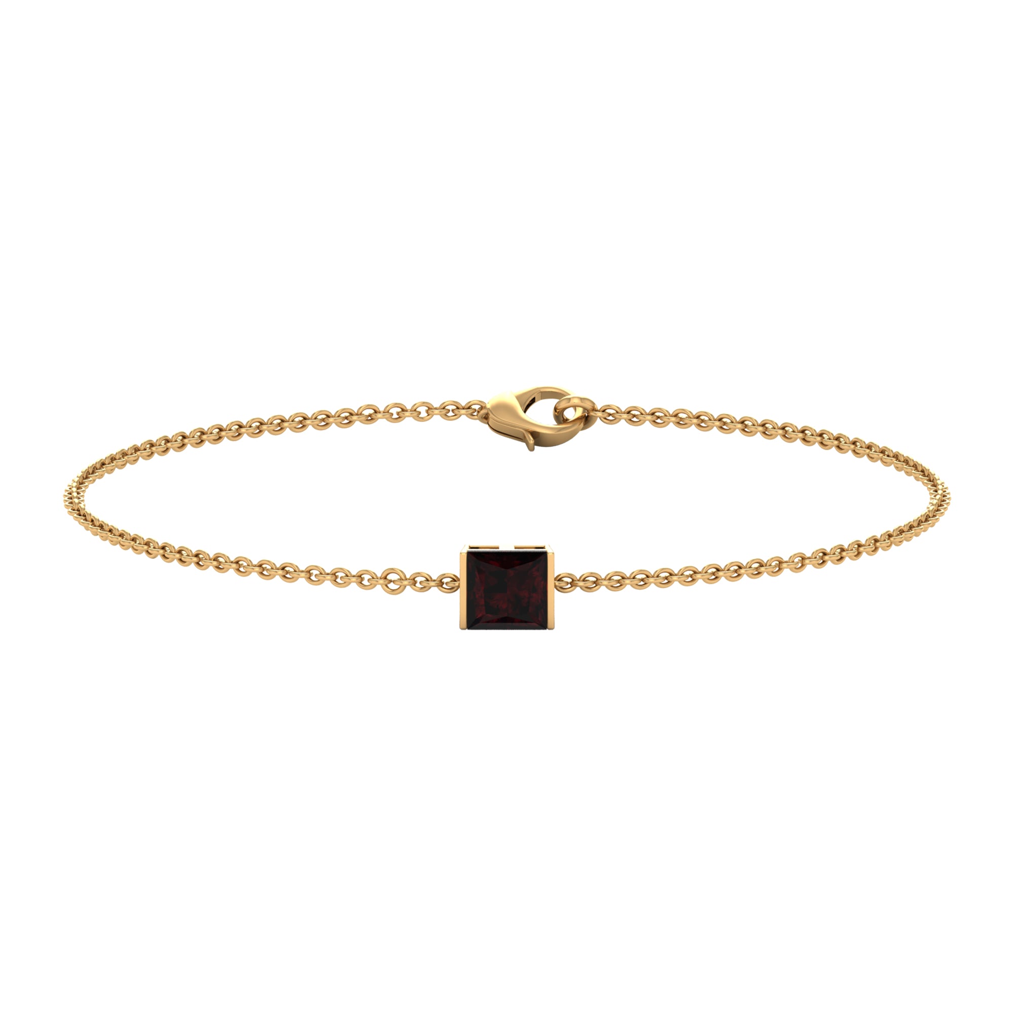 Genuine 1.4 Carat Princess Cut Garnet Solitaire Chain Bracelet AAA - Rosec Jewels