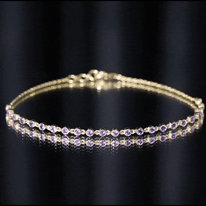 Minimalist Bezel Set Amethyst Chain Bracelet AAA - Rosec Jewels